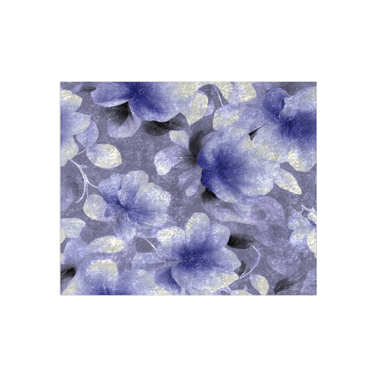 Indigo Blossom Floral Bunch Crushed Velvet Blanket, 50" x 60"