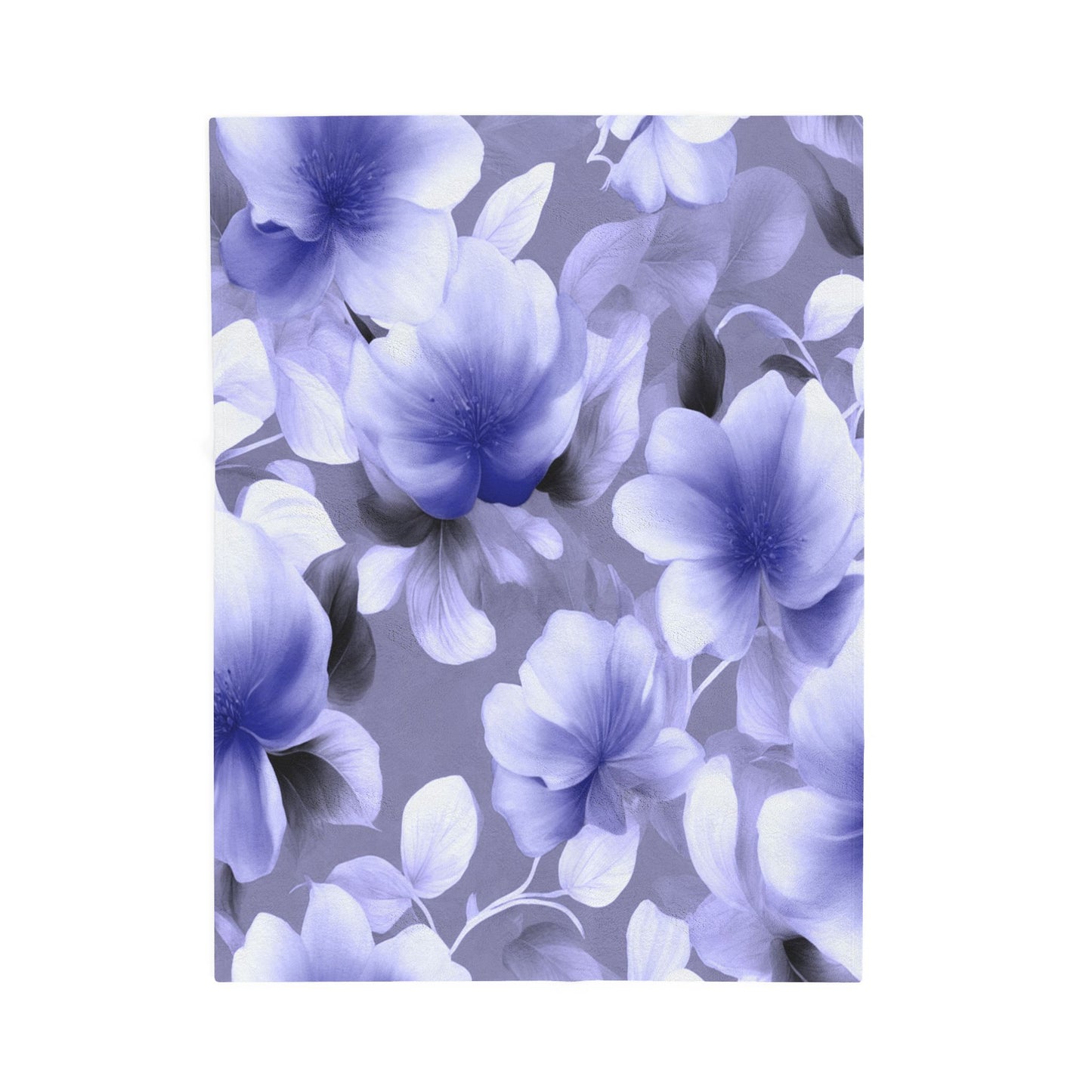 Indigo Blossom Floral Bunch Velveteen Plush Blanket, 30" x 40"