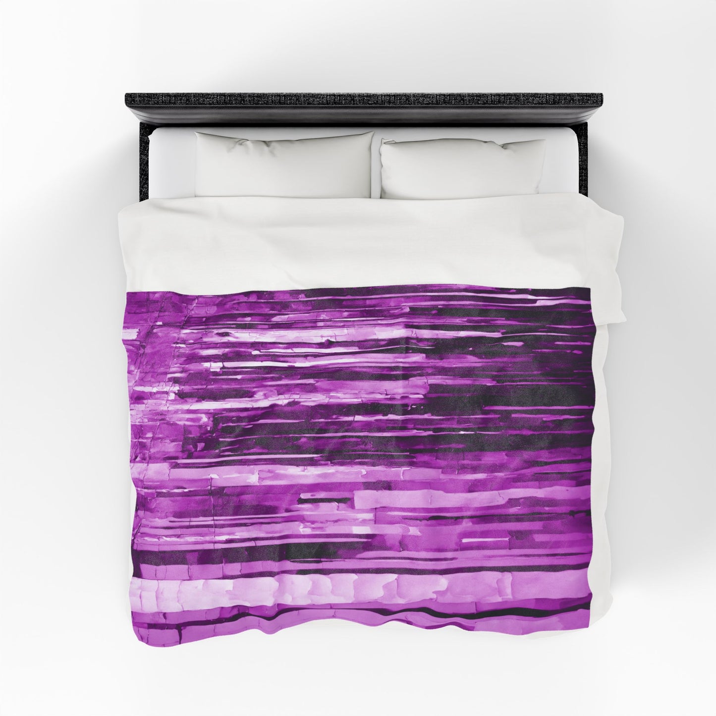 Striped Powder Lavender Velveteen Plush Blanket, 60" x 80"
