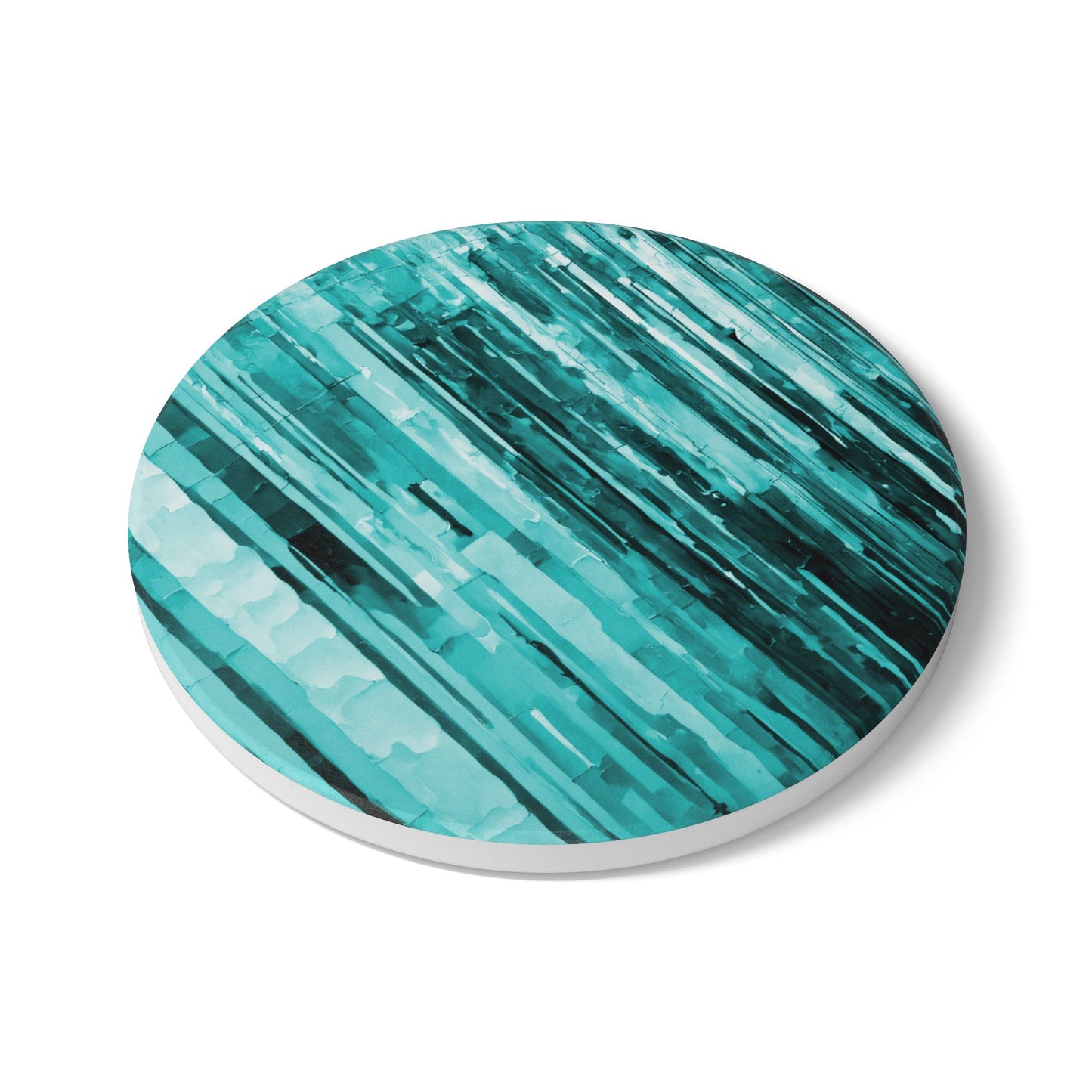 Striped Tif 4" x 4" Round Ceramic Coaster