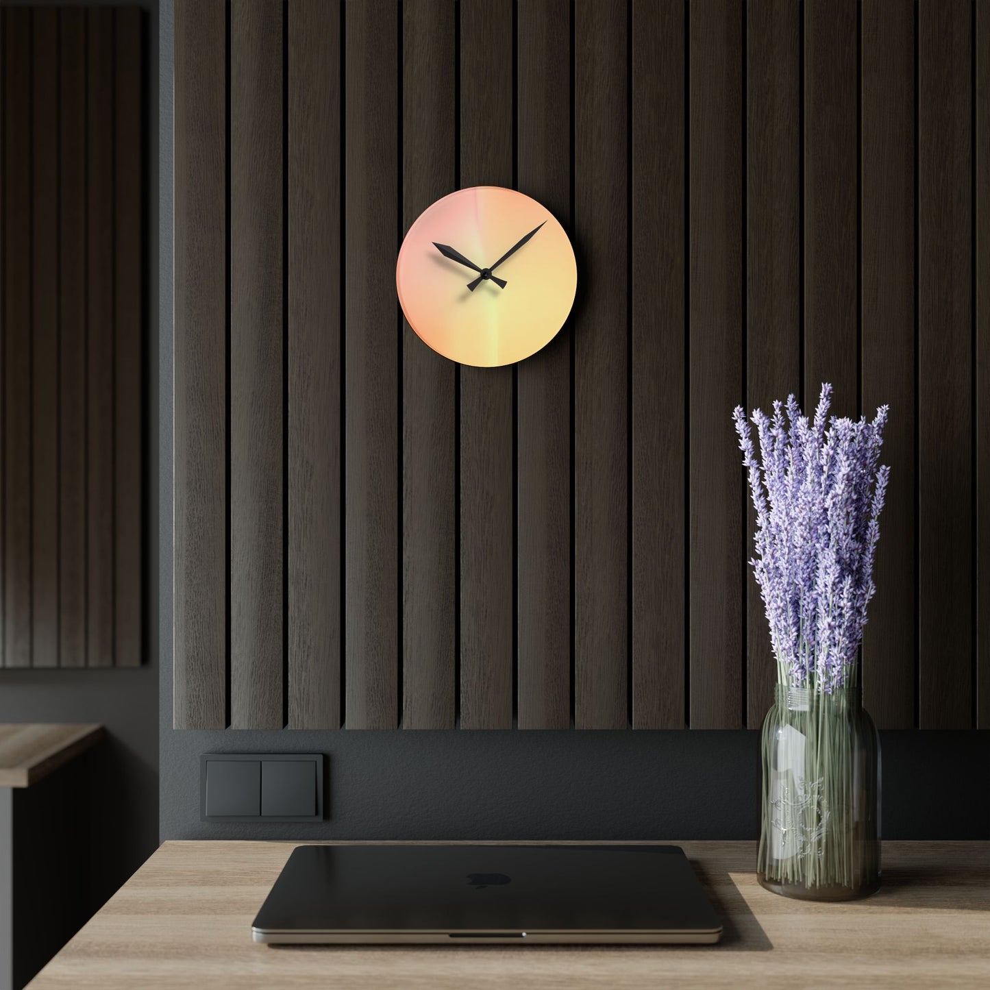 Hot Peach Fade Acrylic Round Wall Clock, 8" x 8"