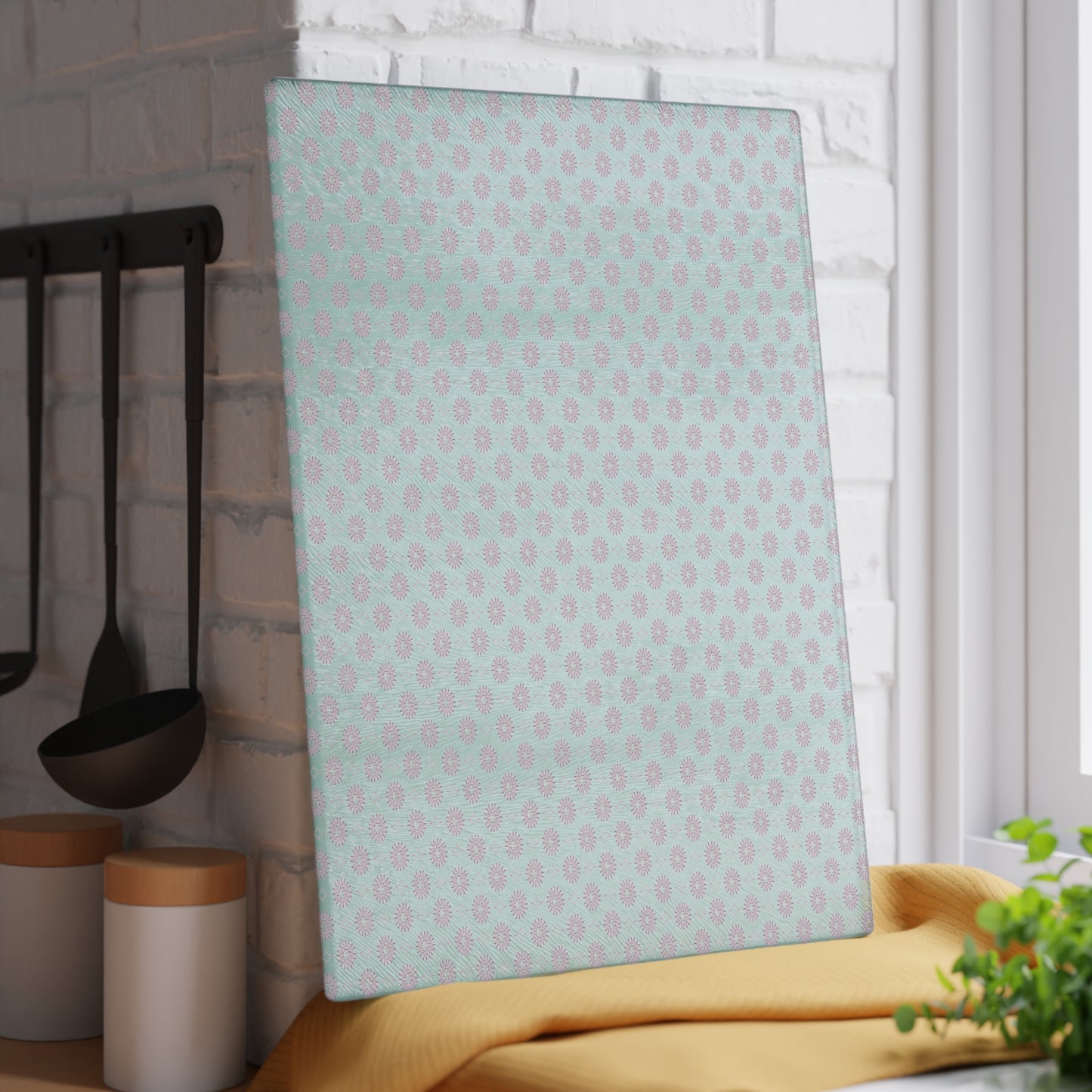 Pink Mornings Star-crossed Bodies Glass Cutting Board, 11" x 15"