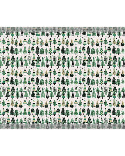 Mini Vintage Green Trees Rug,  35" x 55" Rectangle