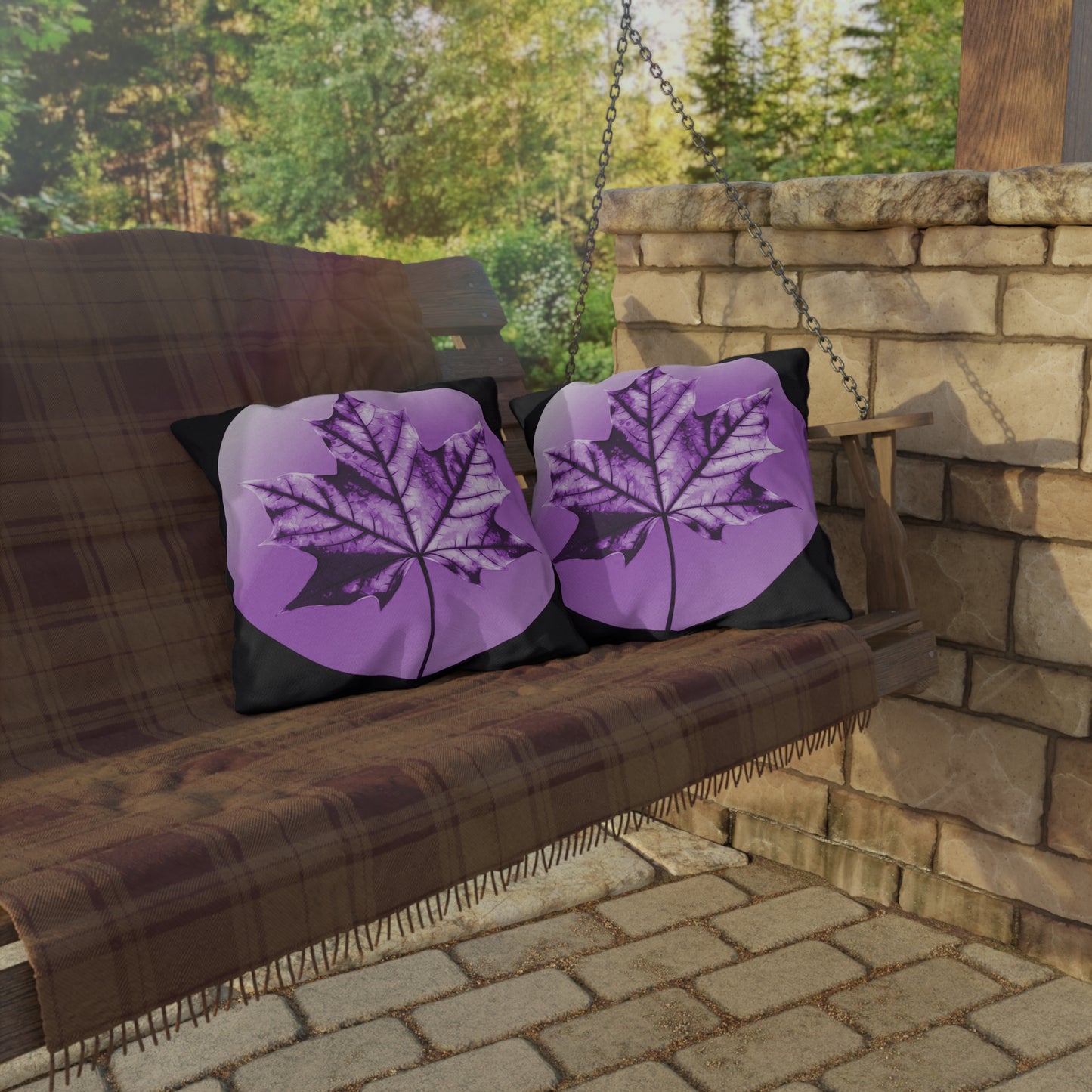 Purple Maple Leaf 18" x 18" Outdoor Pillow