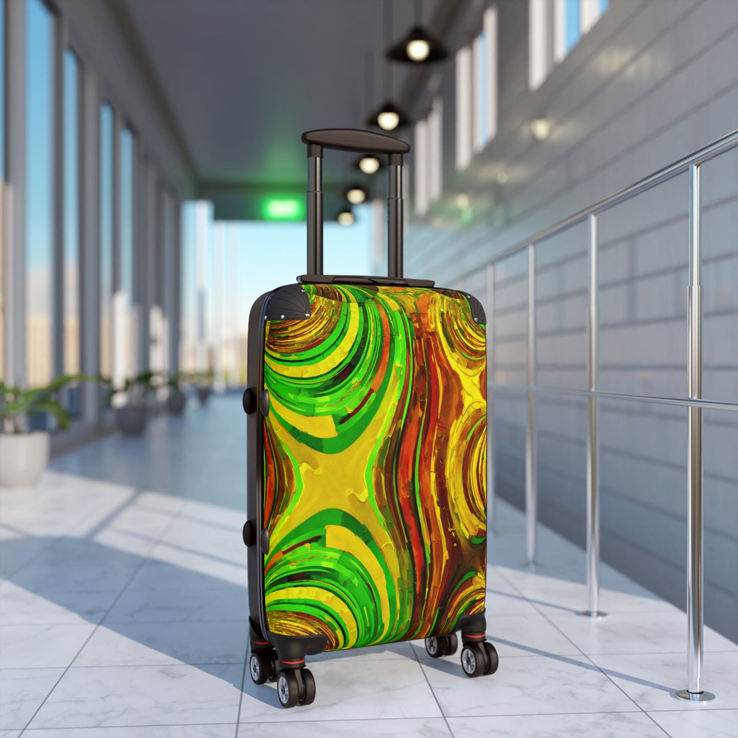 Uzi Spiral Beta Small Suitcase with built in lock, 4 double-wheels, telescopic handle, and ABS back hard-shell