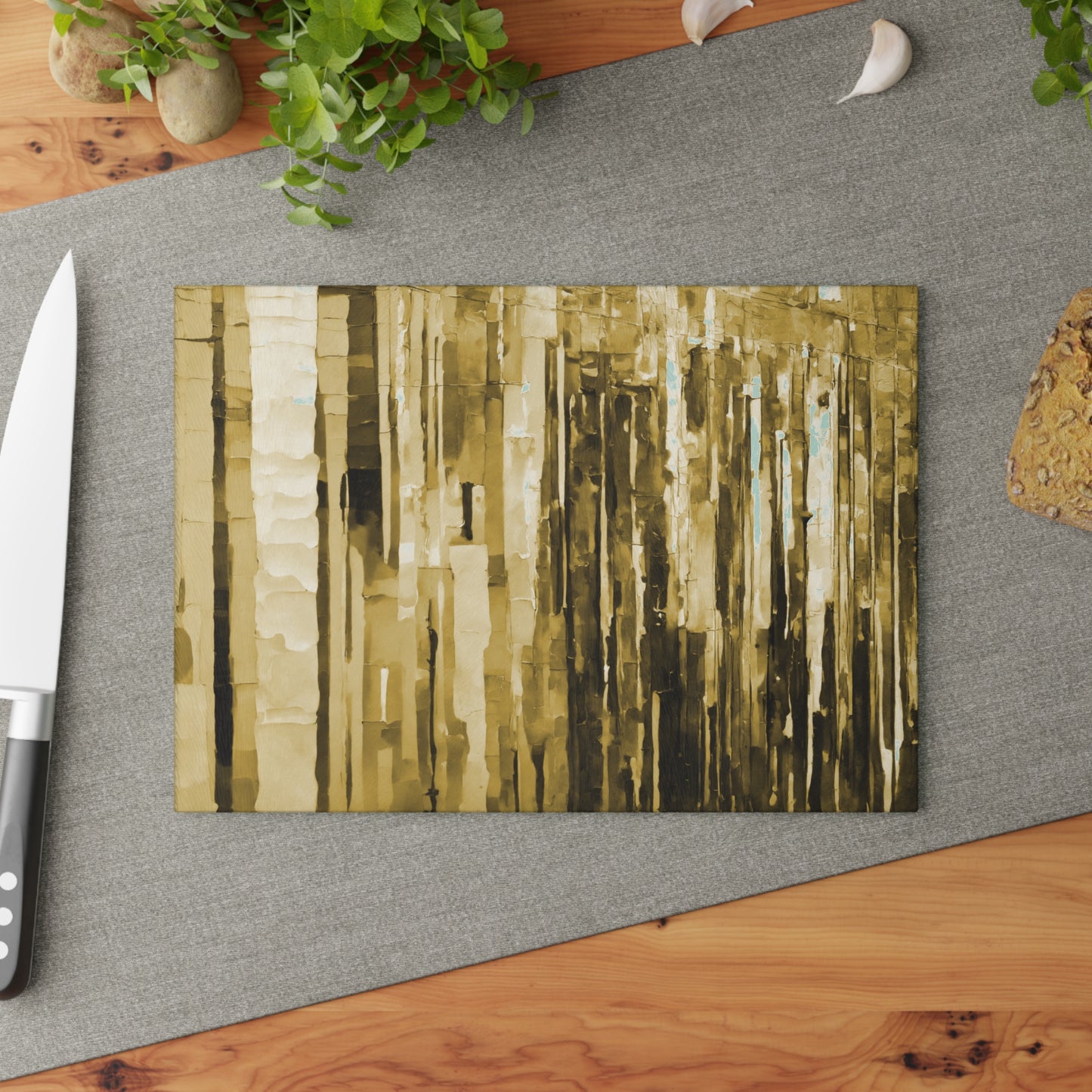 Striped Light Brown 8" x 11" Glass Cutting Board