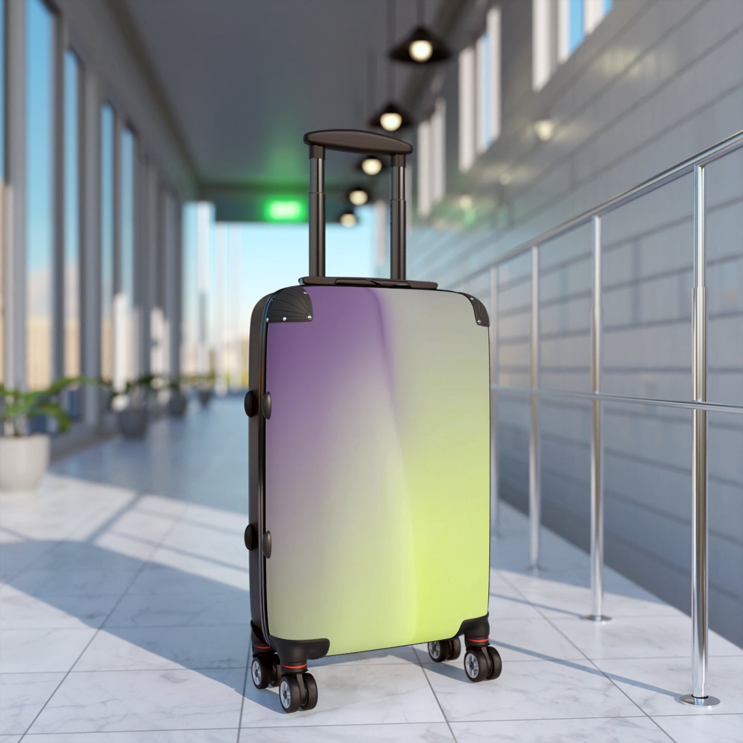 Purple Golden Fade Fade Small Suitcase with built in lock, 4 double-wheels, telescopic handle, and ABS back hard-shell