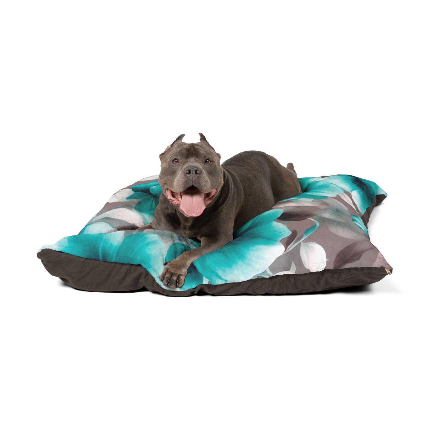 Tif Green Gray Floral Bunch Pet Bed, 50" × 40"