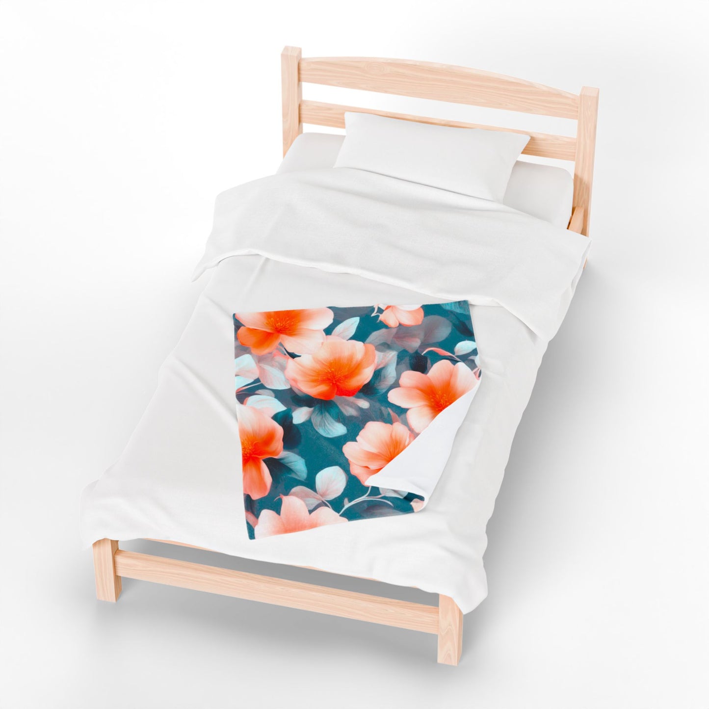 Orange Blossom Floral Bunch Velveteen Plush Blanket, 30" x 40"
