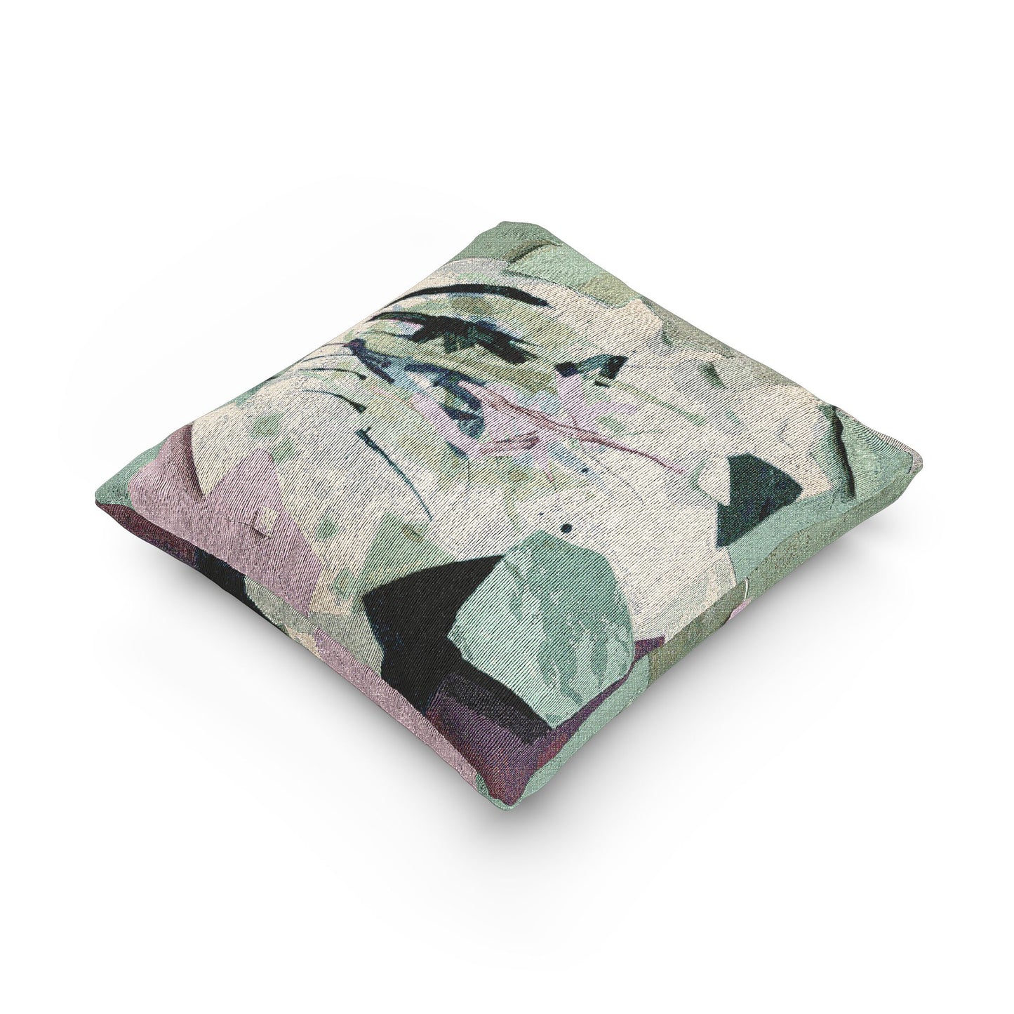 Beta Green Paper Paint Woven Pillow, 17" x 18"