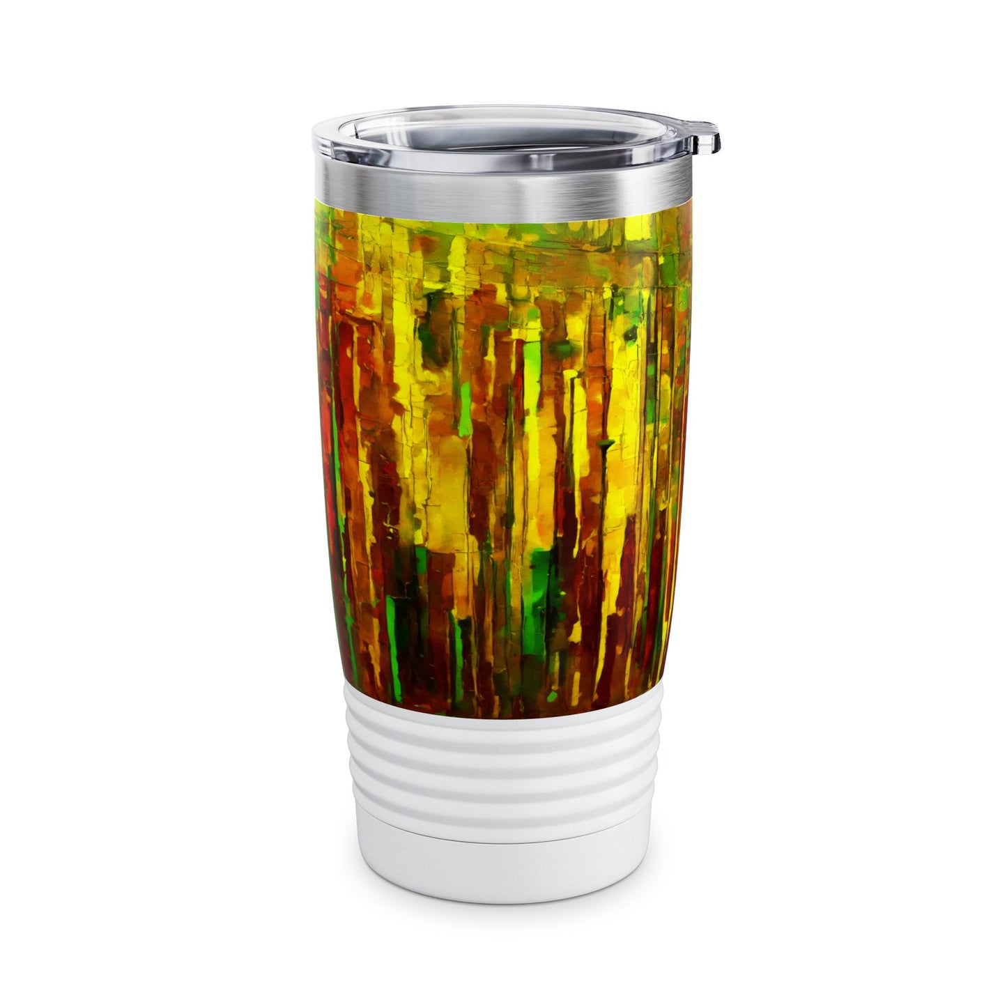 Striped Beta Ringneck Tumbler, 20oz in white, steel and black