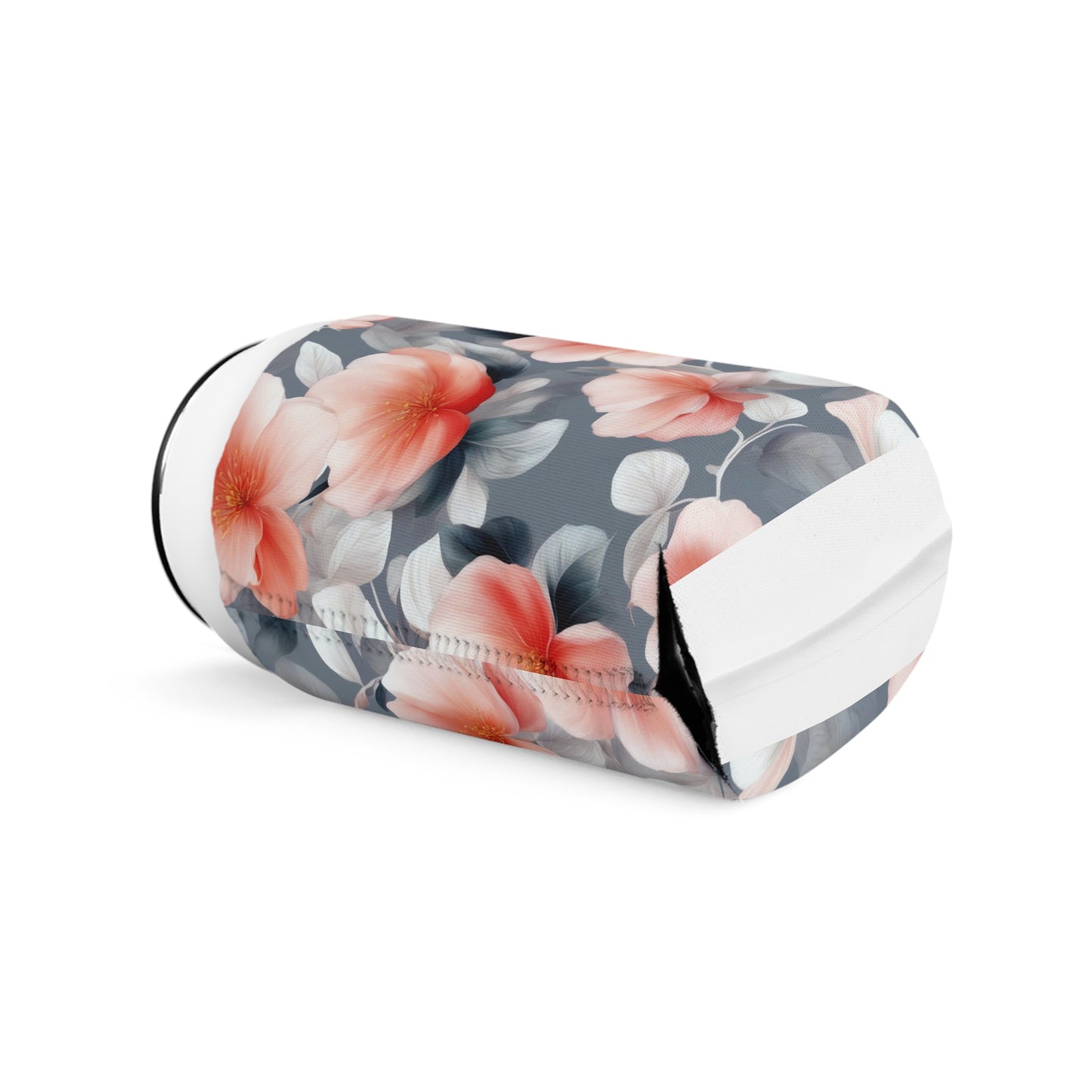 Red Blossom Floral Bunch 12 oz Can Cooler Sleeve
