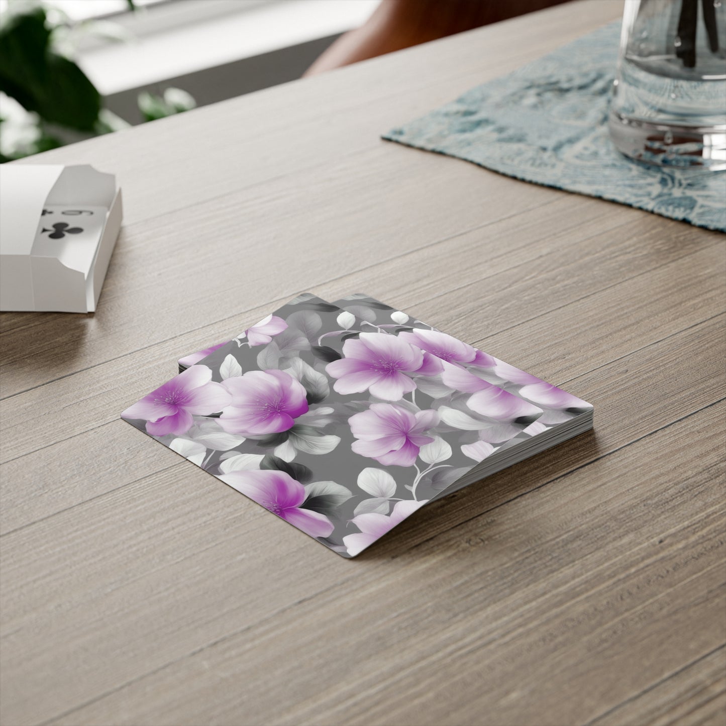 Purple Blossom Floral Bunch Poker Cards