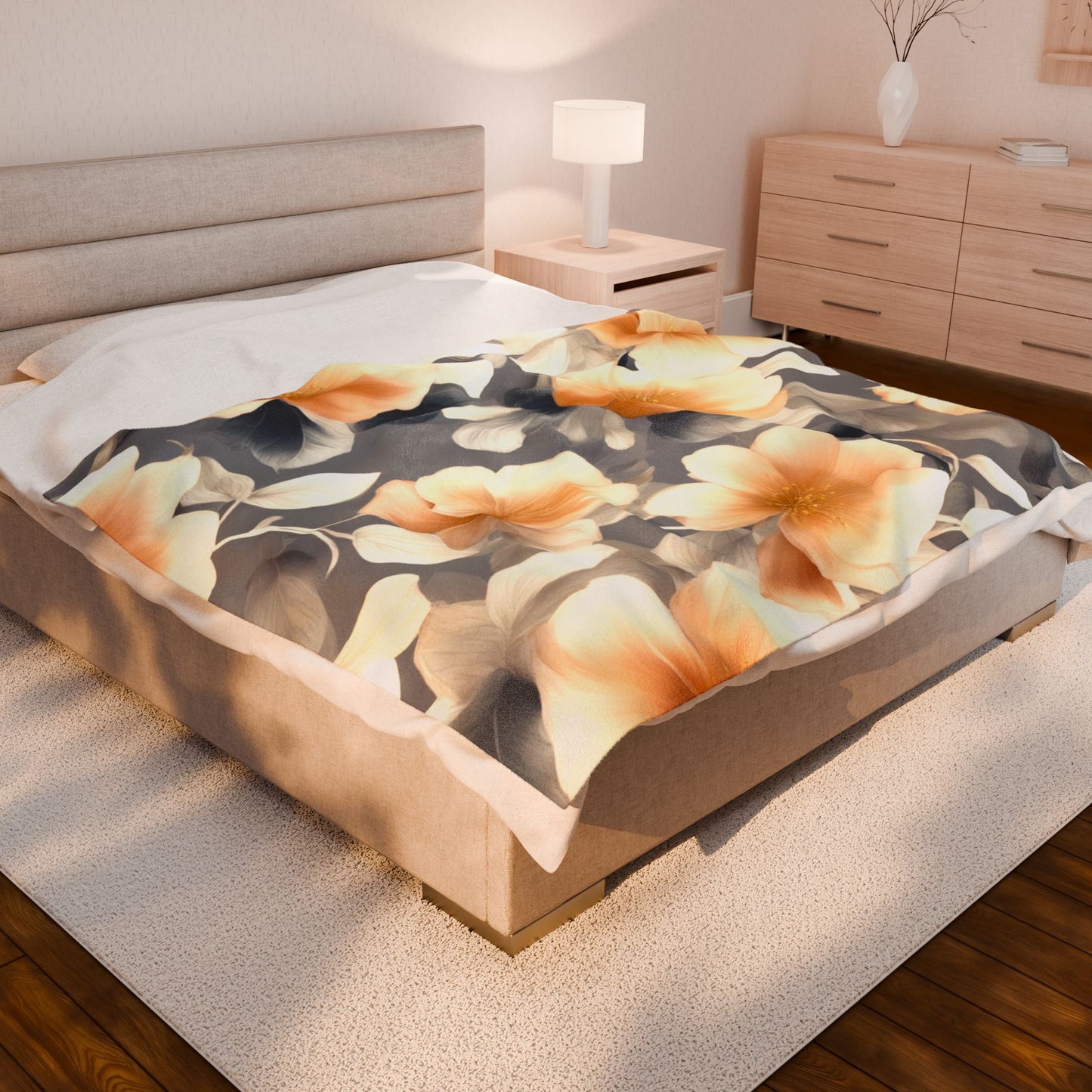Soft Blossom Floral Bunch Velveteen Plush Blanket, 60" x 80"