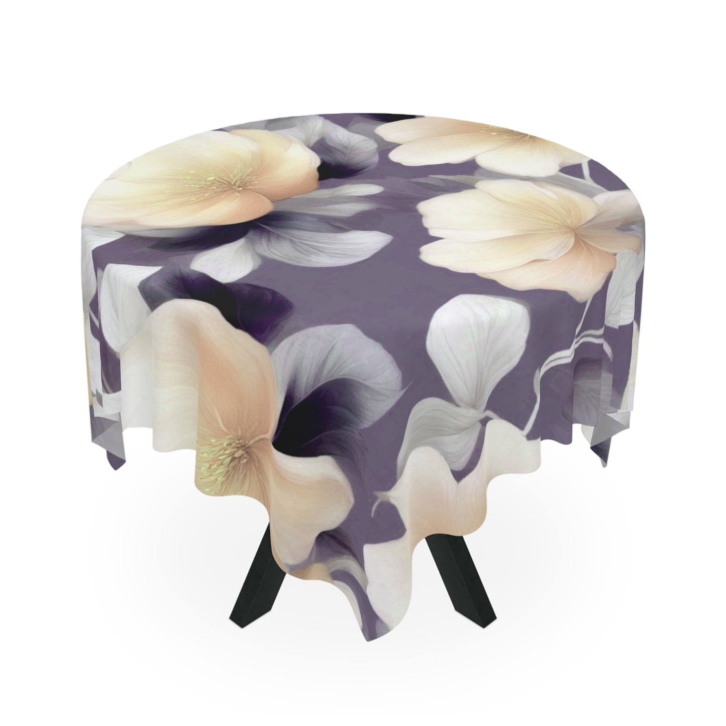 White Blush Floral Bunch Tablecloth, 55" x 55"