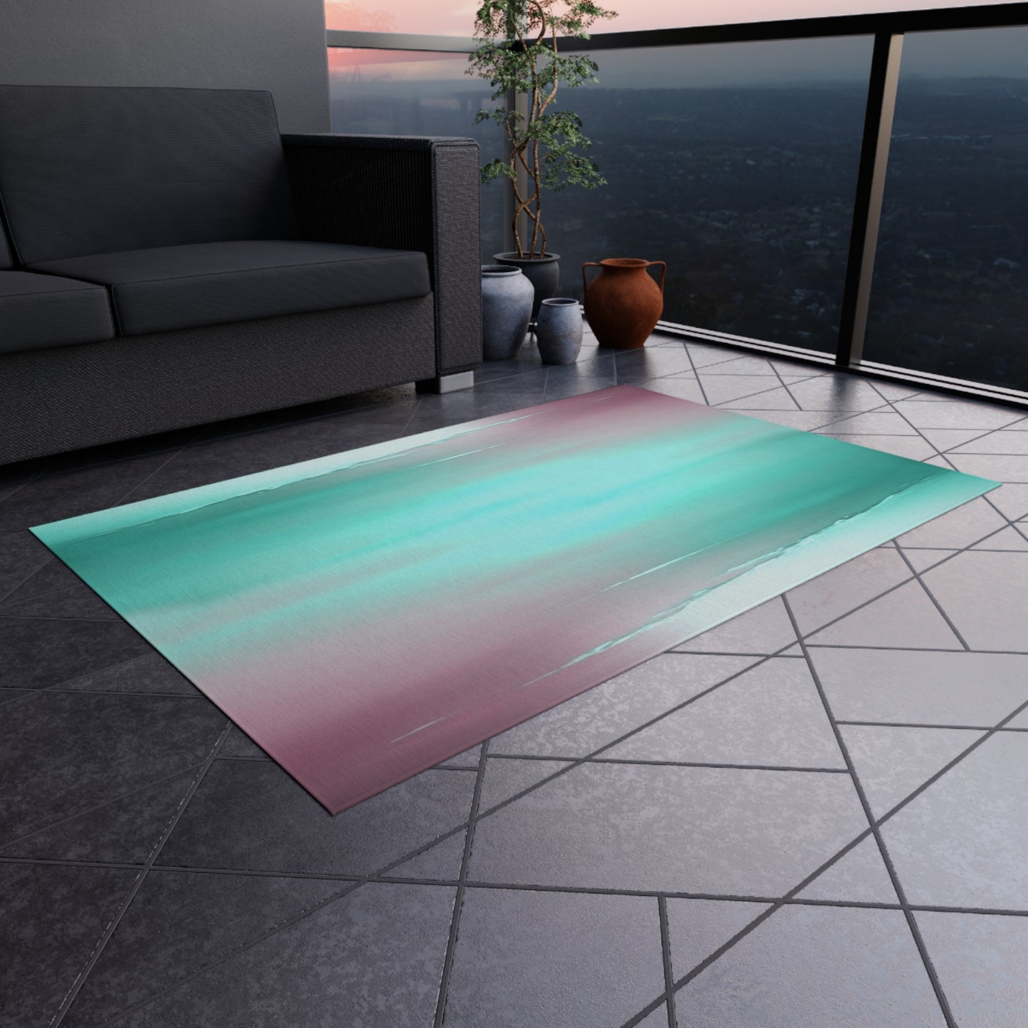 Green Sea Lavender Fog 48" x 72" Outdoor Rug