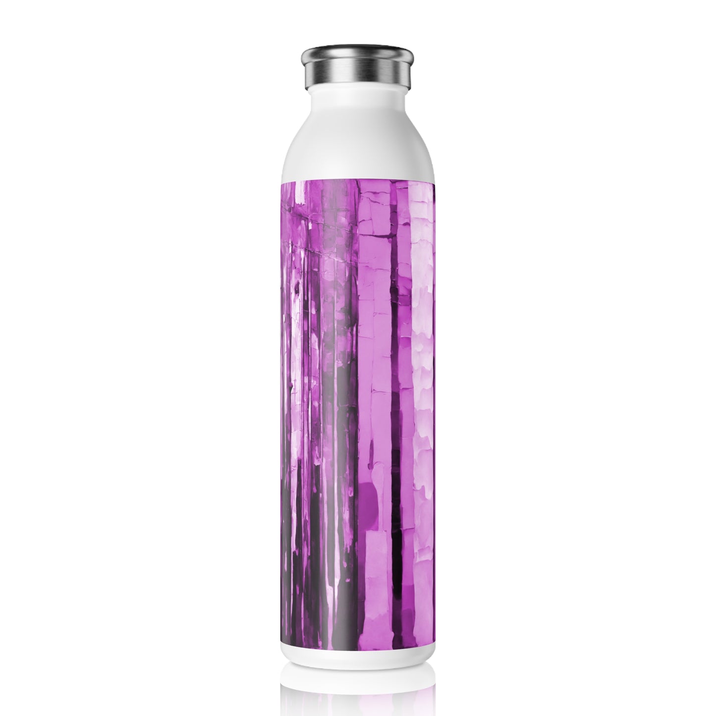 Striped Powder Lavender Slim Water Bottle, 20 oz White