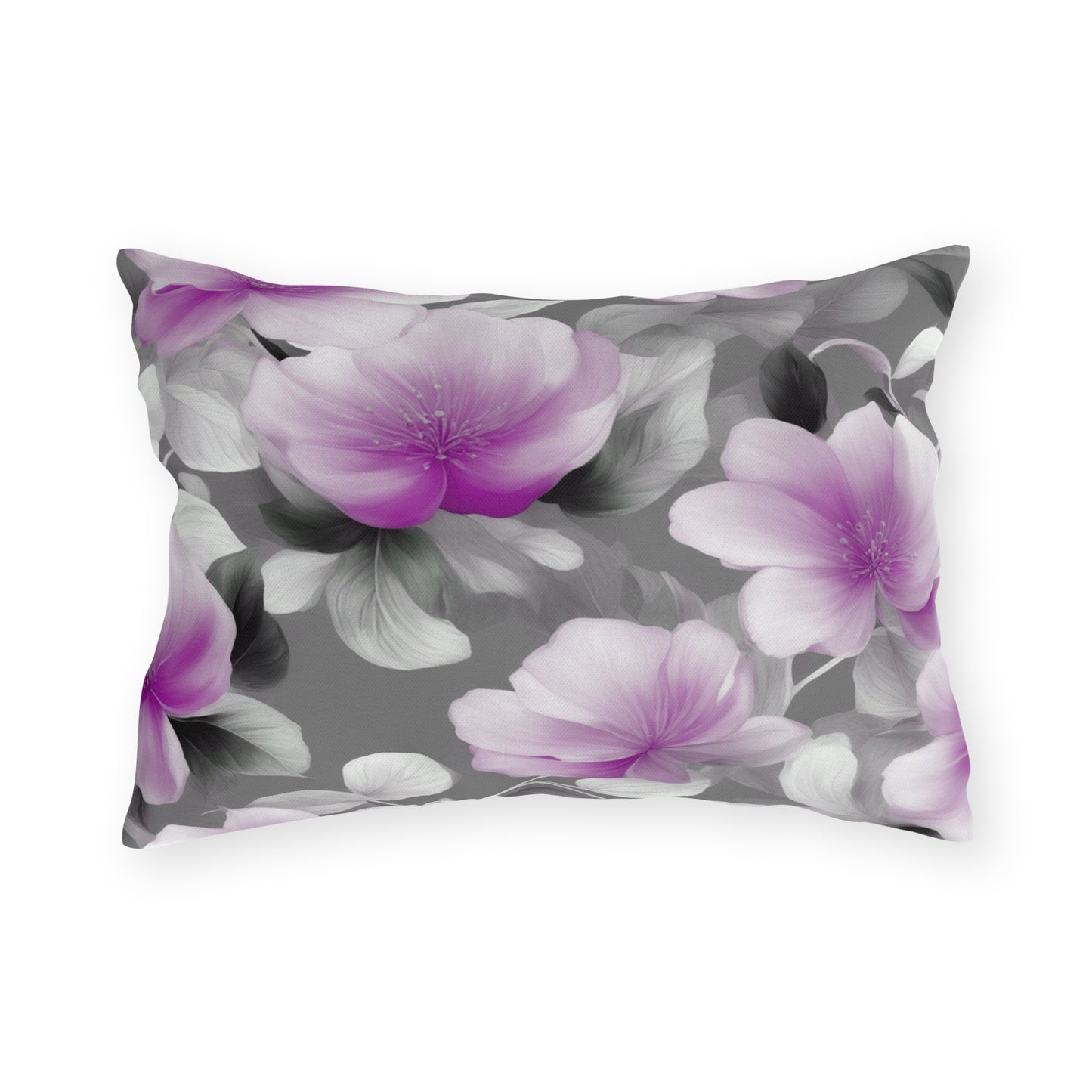 Purple Blossom Floral Bunch Outdoor Pillow, 20" x 14"