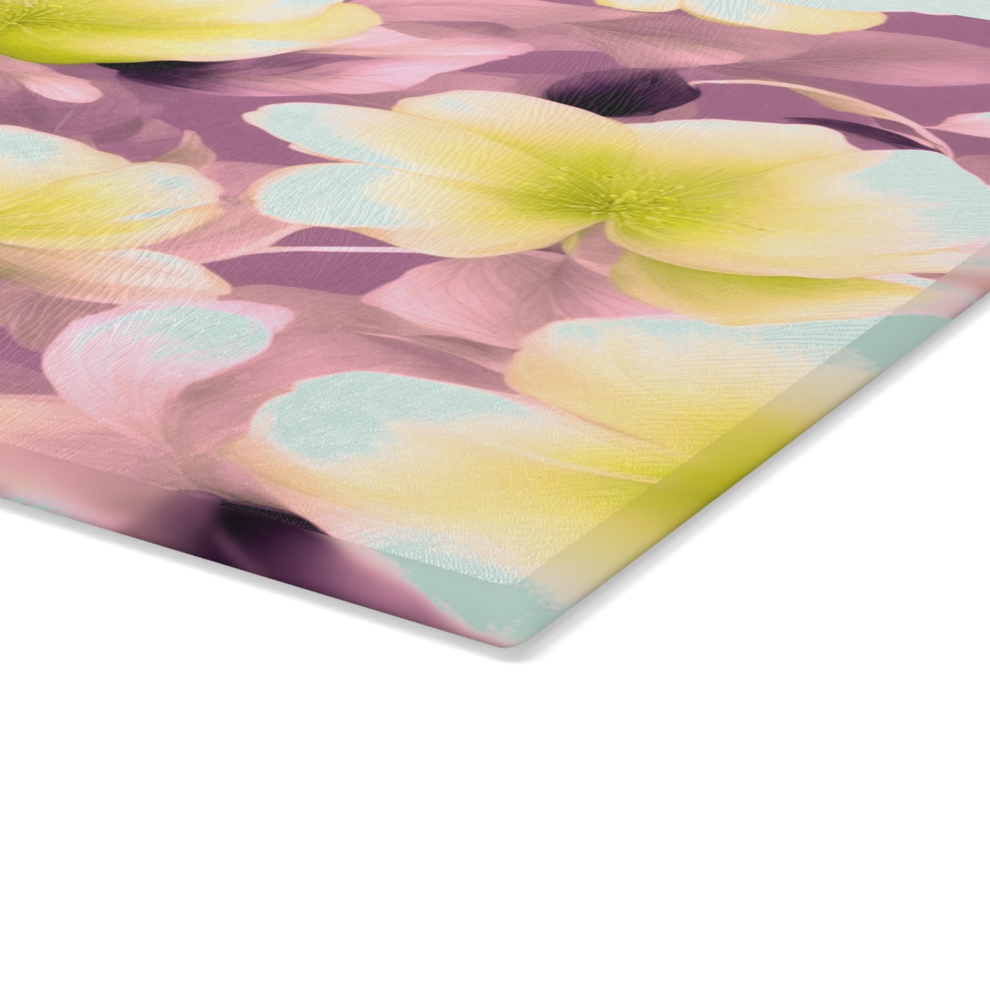 Lemon Blossom Floral Bunch Glass Cutting Board, 11" x 15"
