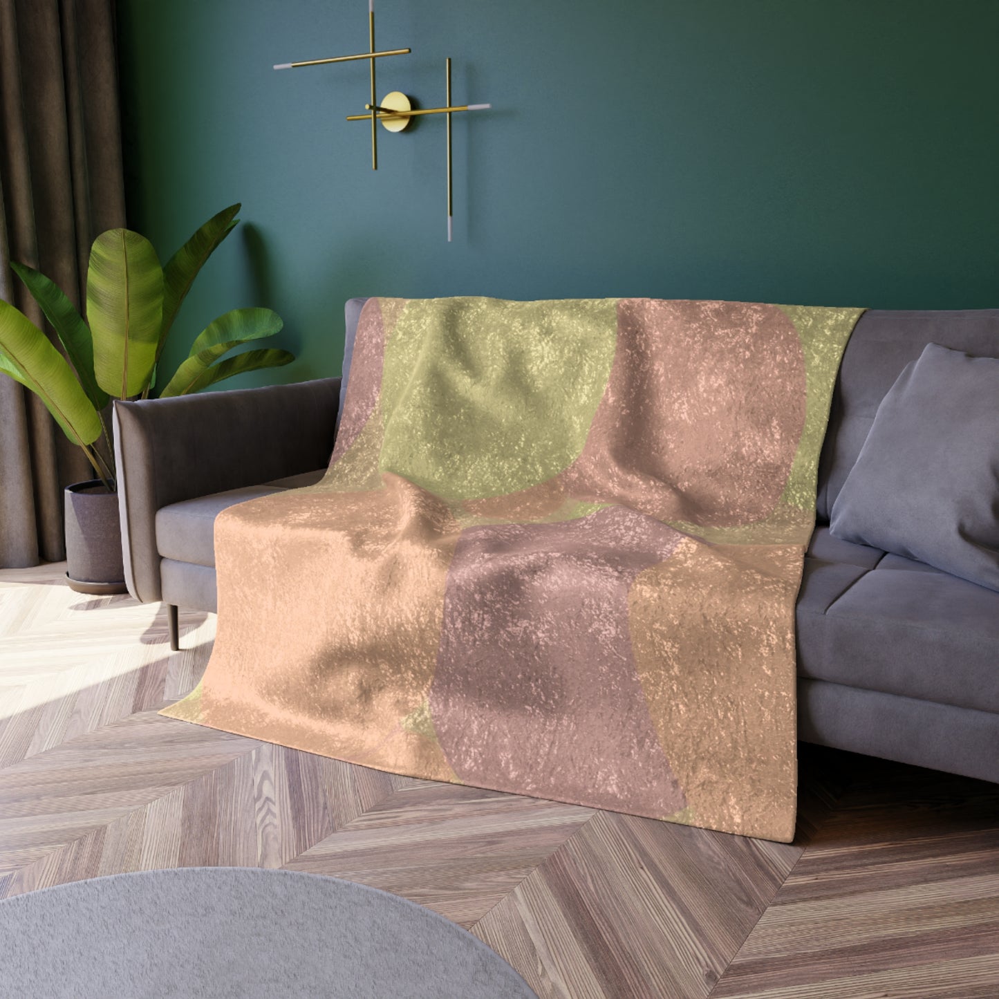 Pastel Hot Peach Patches 50" x 60" Crushed Velvet Blanket