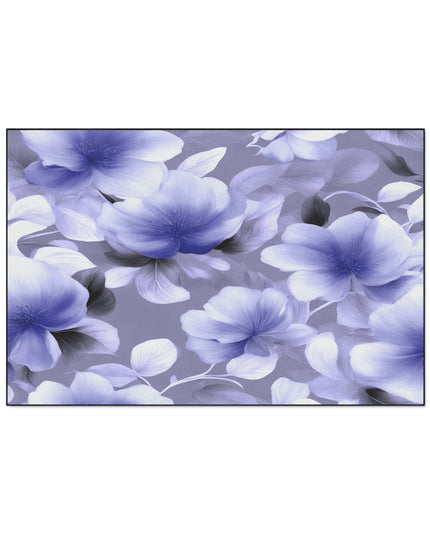 Indigo Blossom Floral Bunch Heavy Duty Floor Mat, 48" x 72"