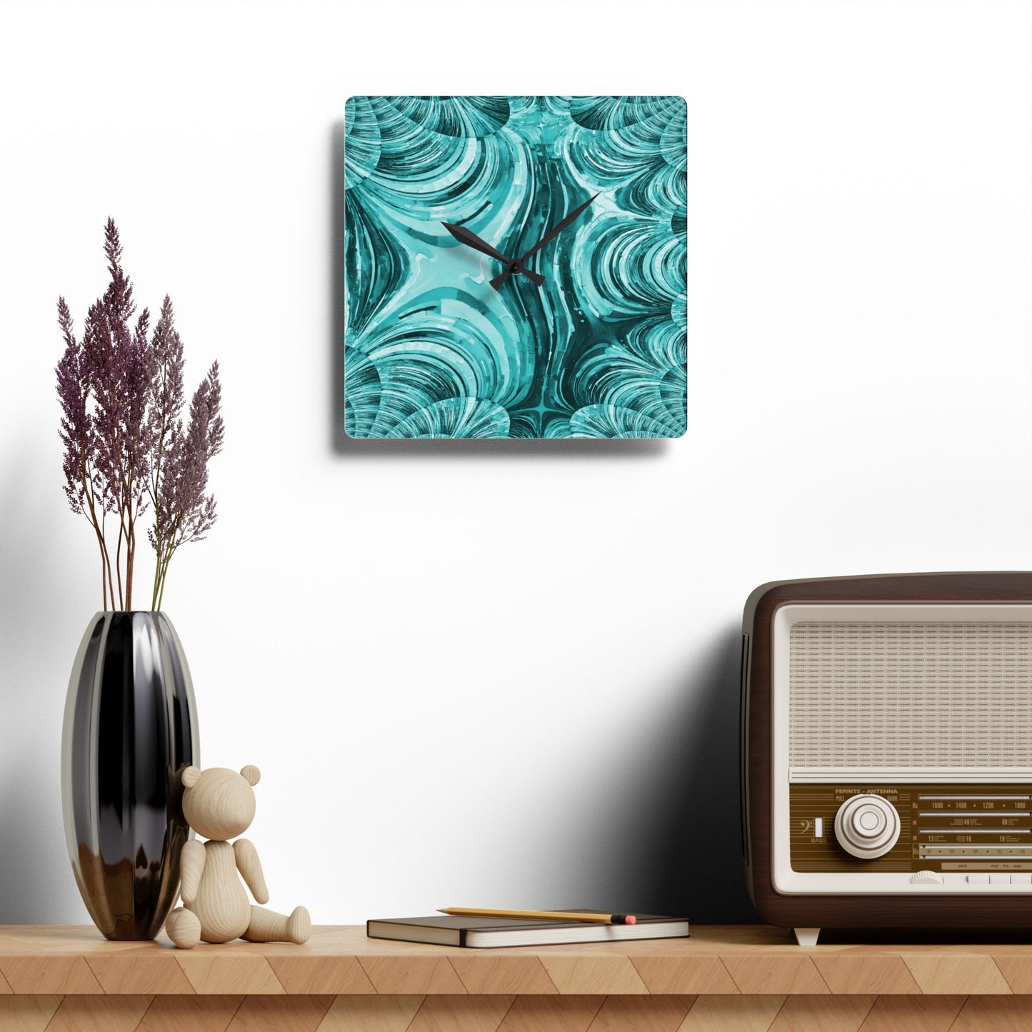 Uzi Spiral Tif Acrylic Wall Clock, Round or Square, 10.75" x 10.75"