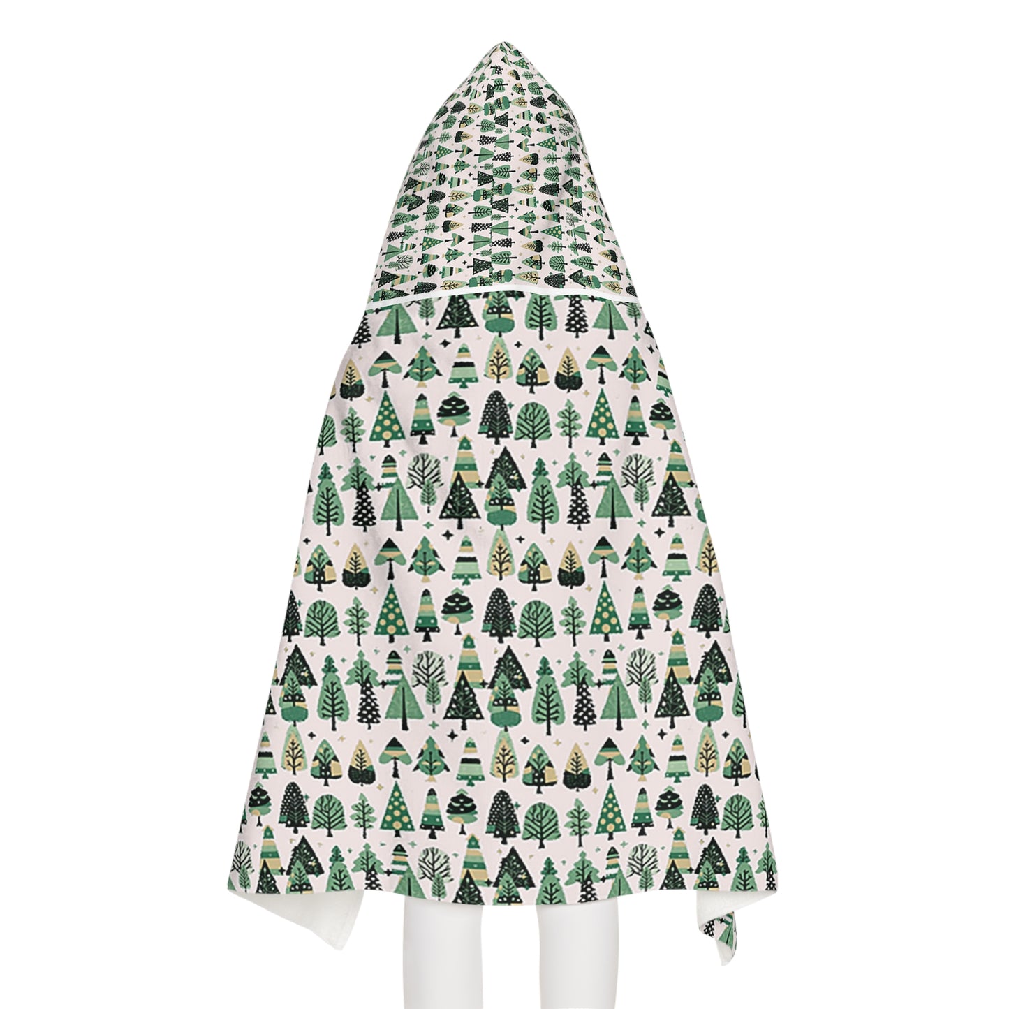 Mini Vintage Green Trees Youth Hooded Towel, 24" x 48"