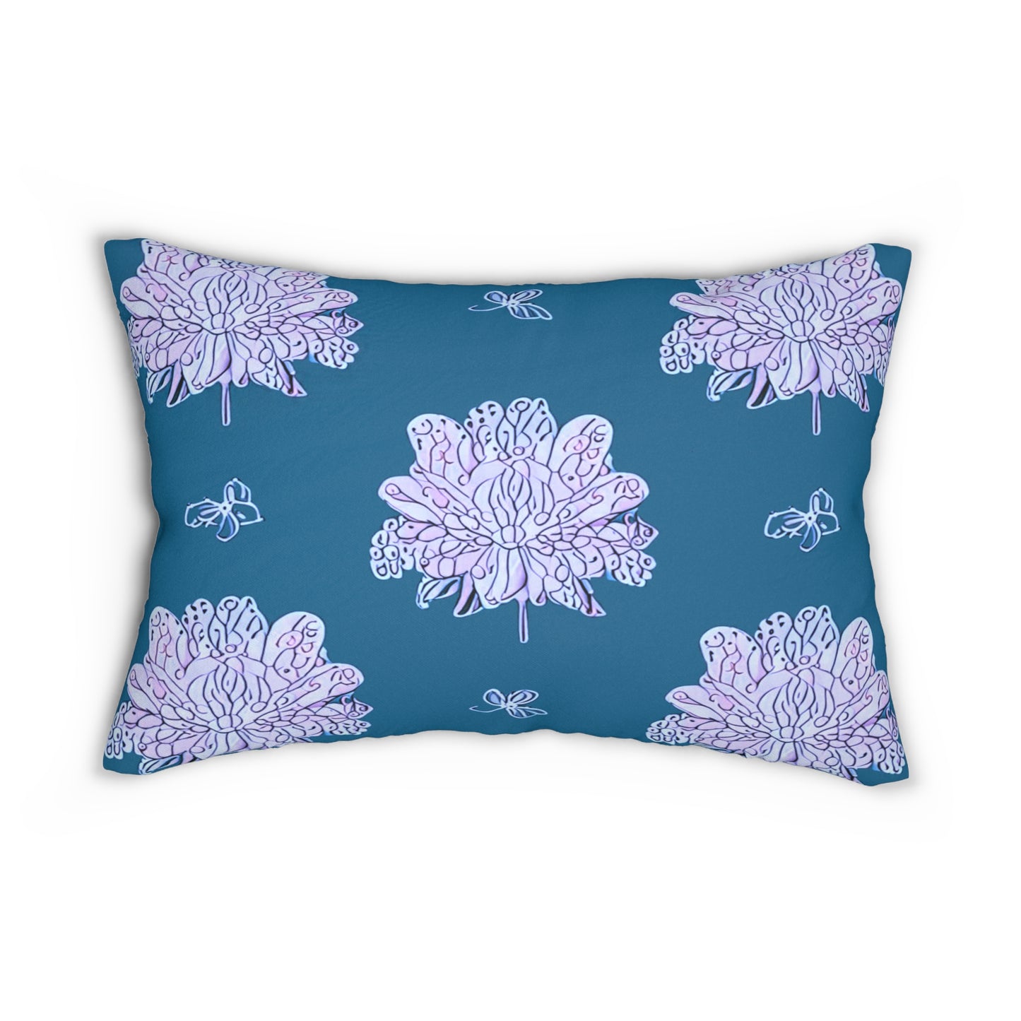 Lavender Floral Butterflies Spun Polyester Lumbar Pillow, 20" x 14"