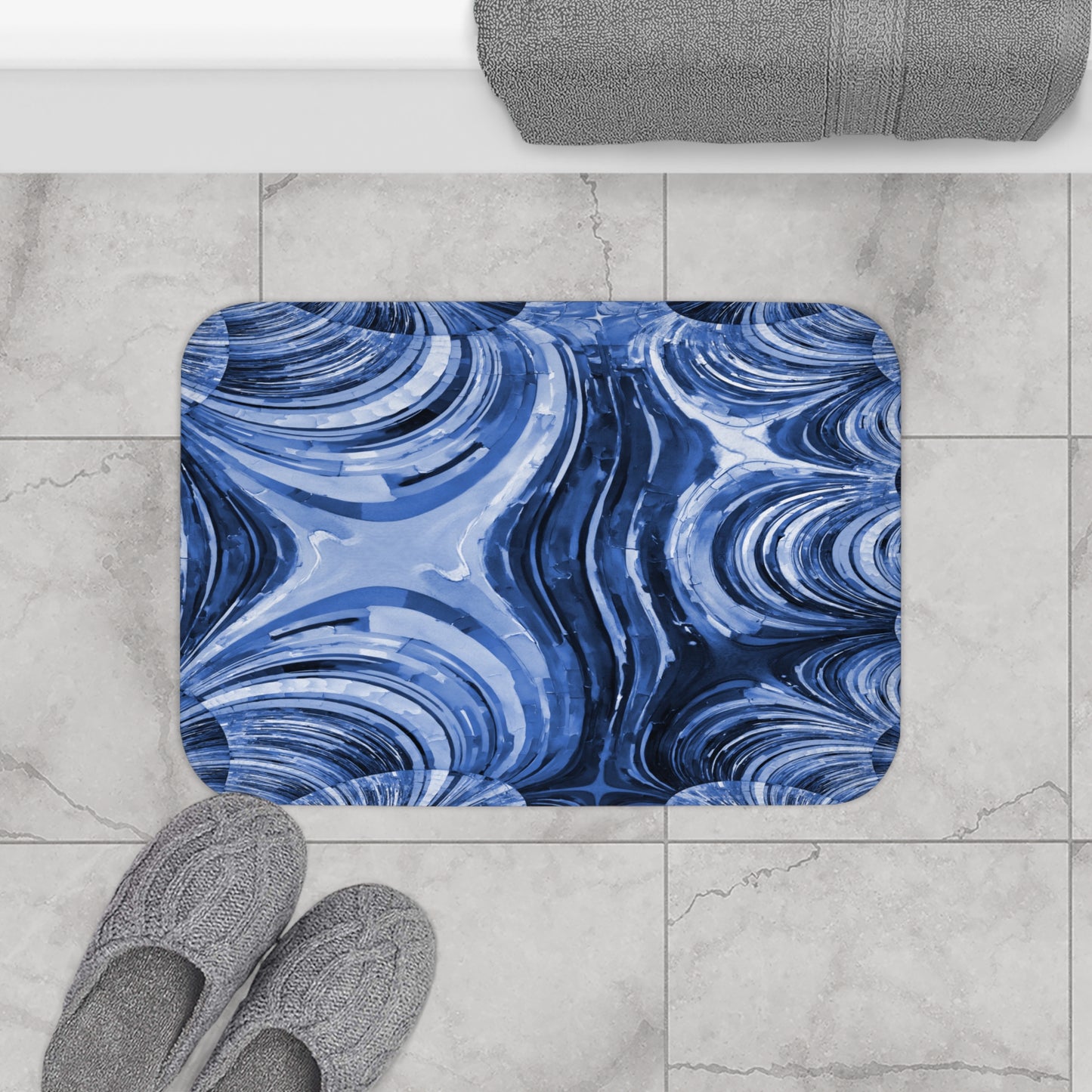 Uzi Spiral Deep Blue 24" x 17" Bath Mat