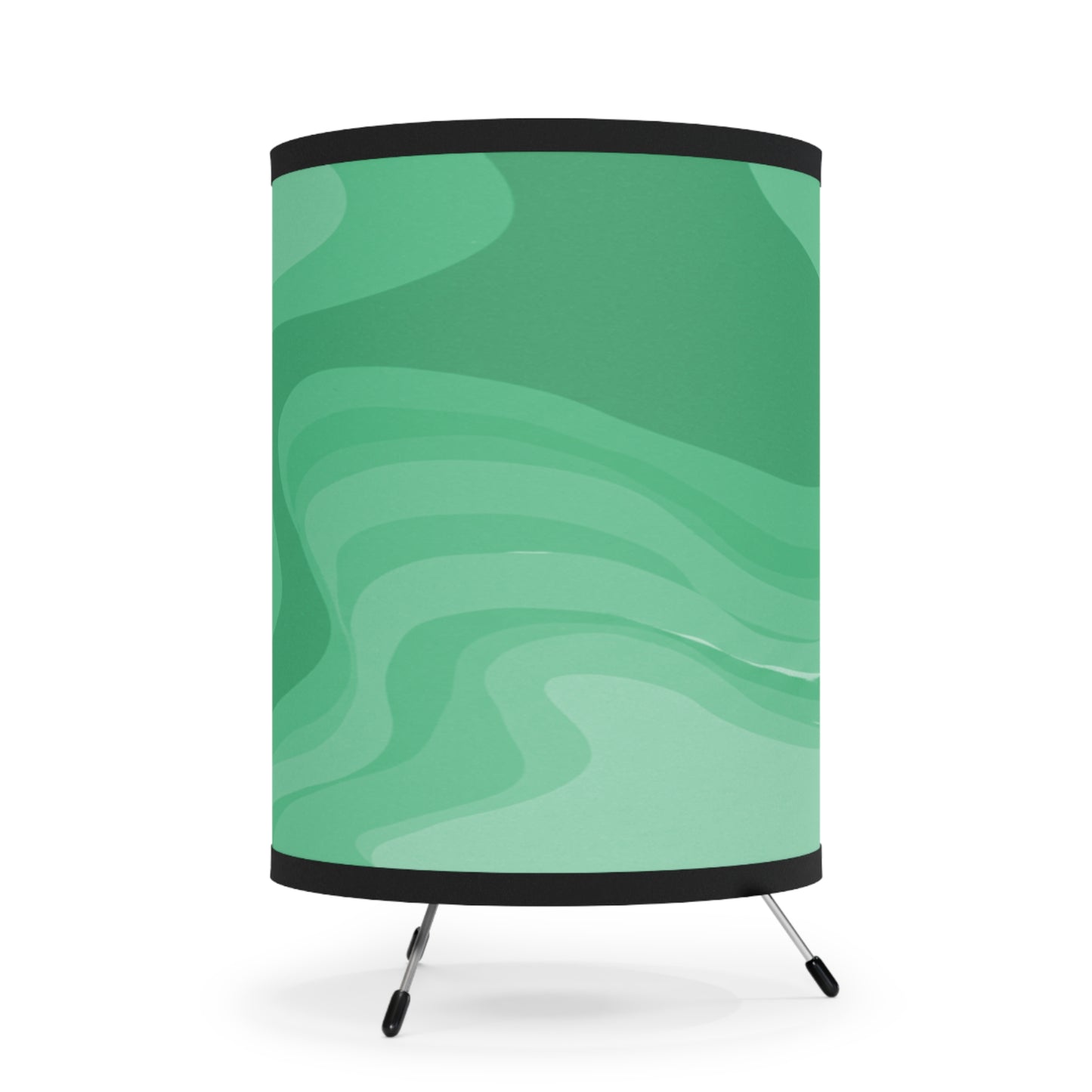 Mint Green Wavey Tripod Lamp with High-Res Printed Shade, US\CA plug