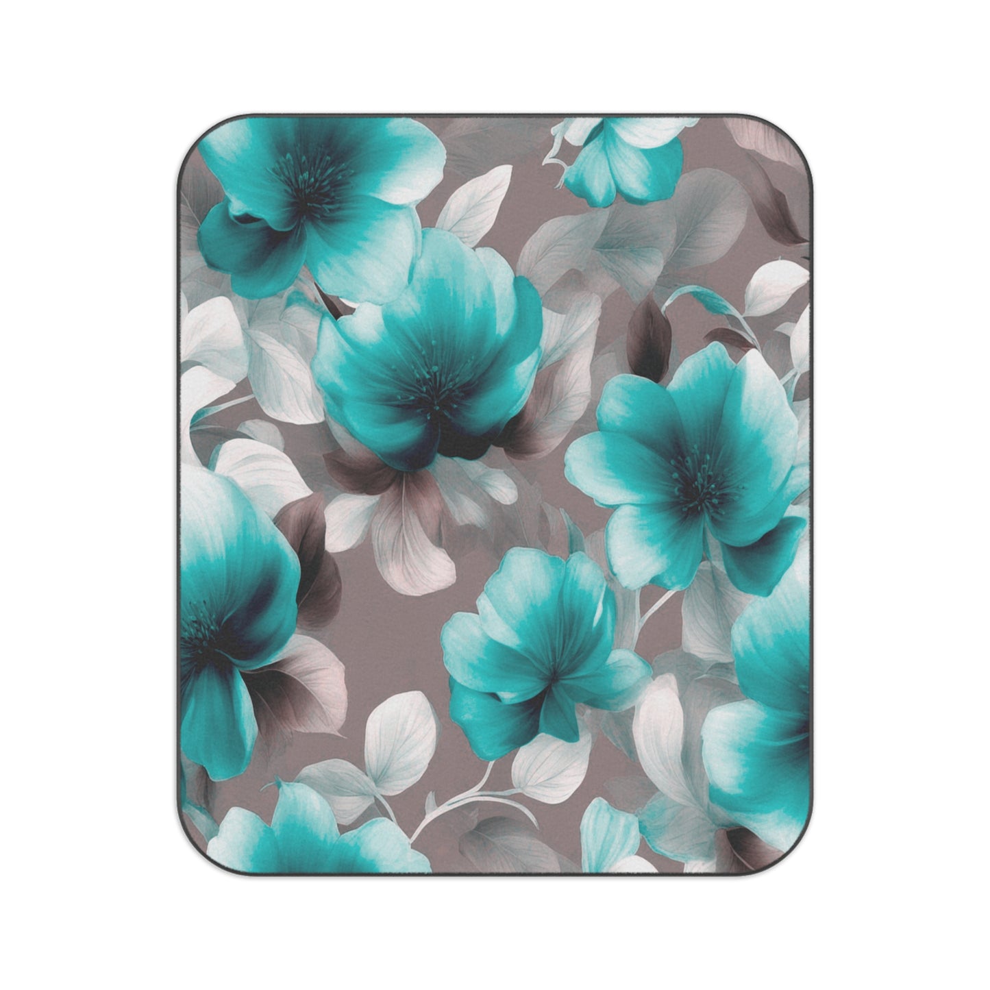 Tif Green Gray Floral Bunch 61" × 51" Picnic Blanket