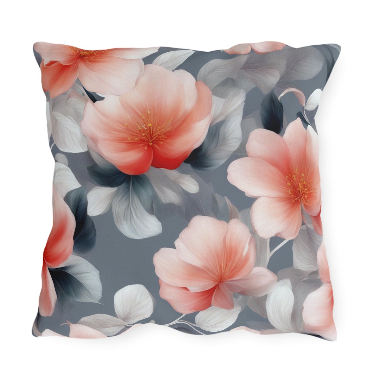 Red Blossom Floral Bunch 20" x 20" Outdoor Pillow