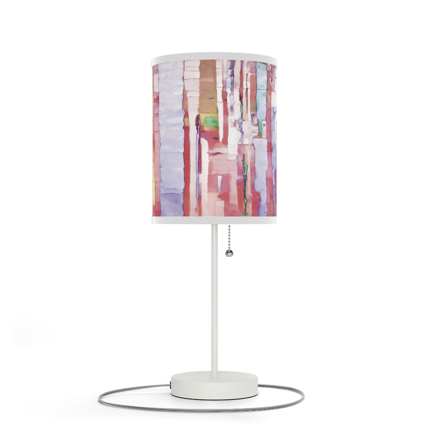 Striped Pastels Table Lamp on a White or Silver Stand, US|CA plug