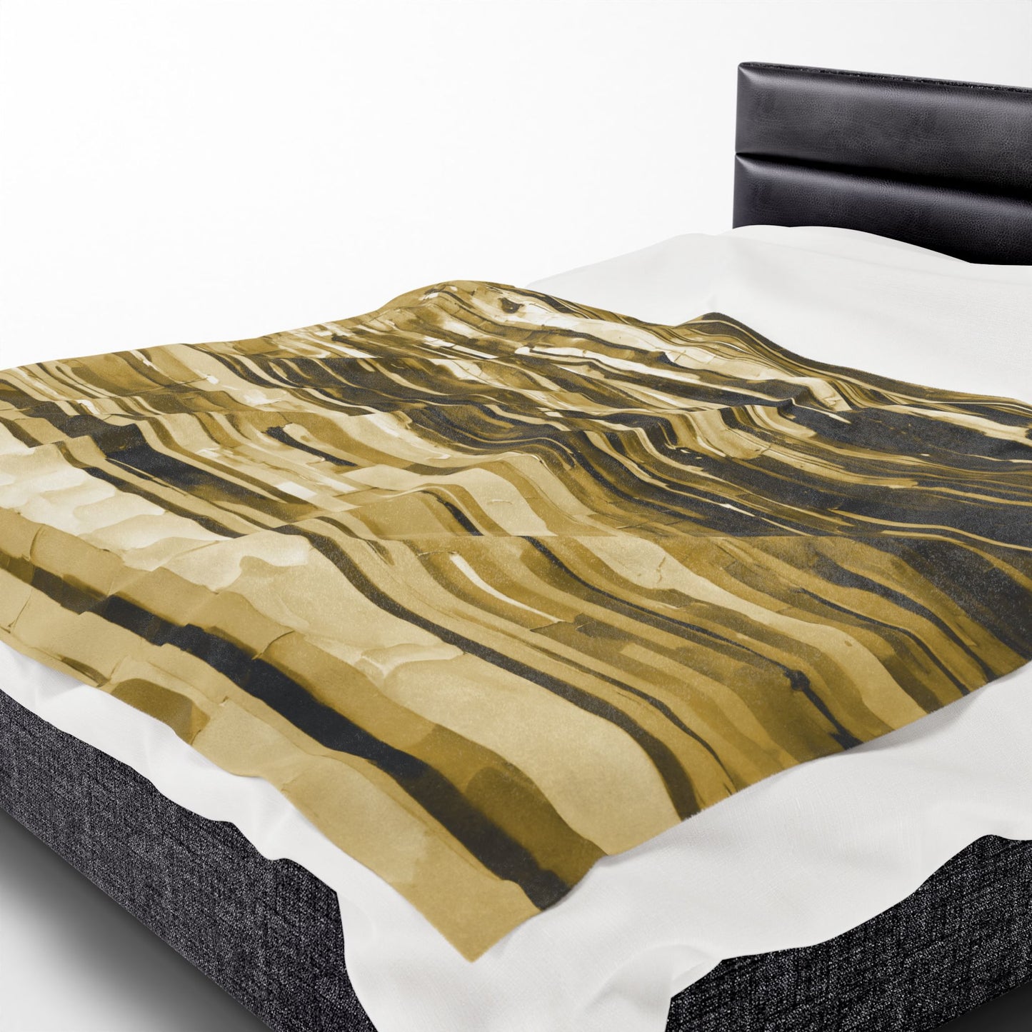 Striped Light Brown Velveteen Plush Blanket, 60" x 80"