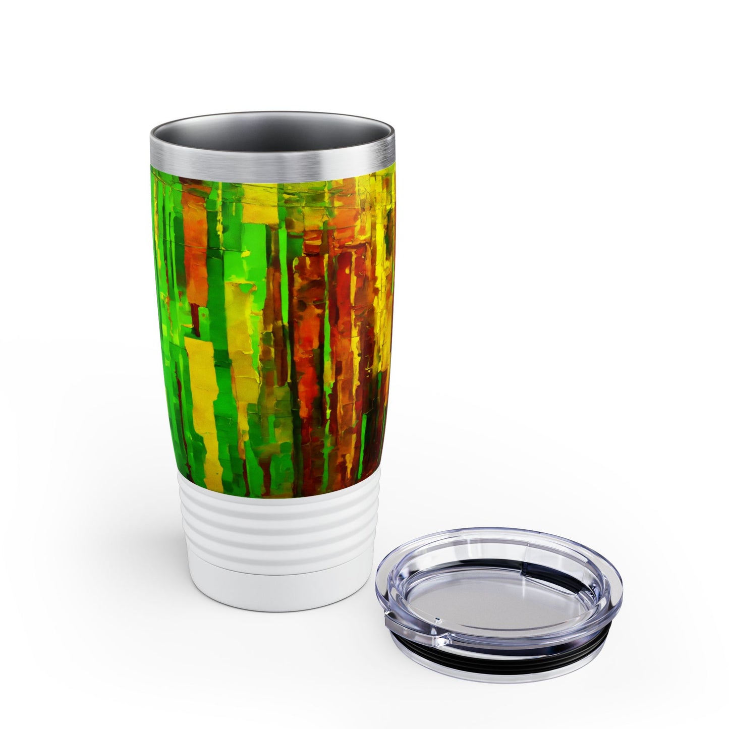 Striped Beta Ringneck Tumbler, 20oz in white, steel and black