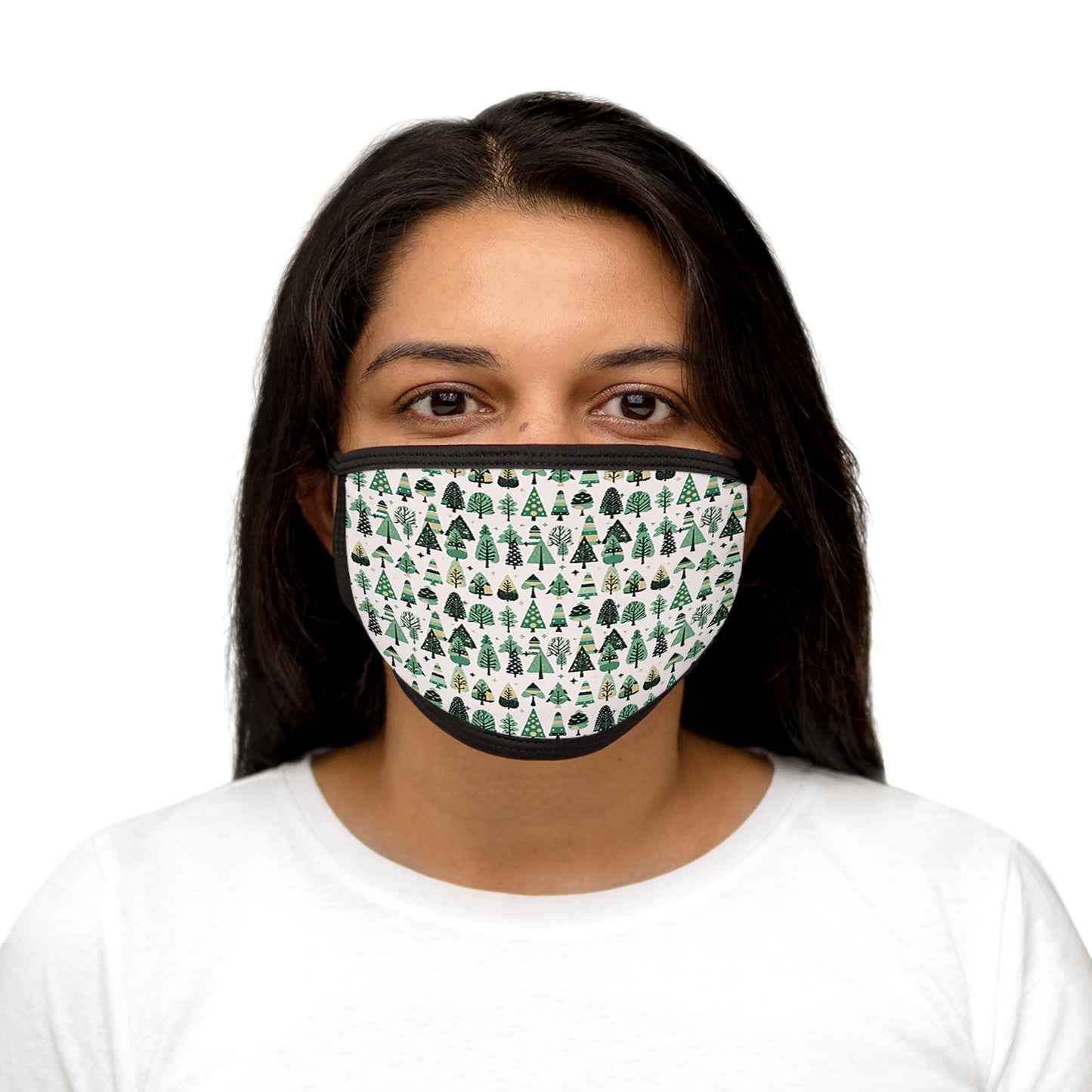 Mini Vintage Green Trees Mixed-Fabric Face Mask