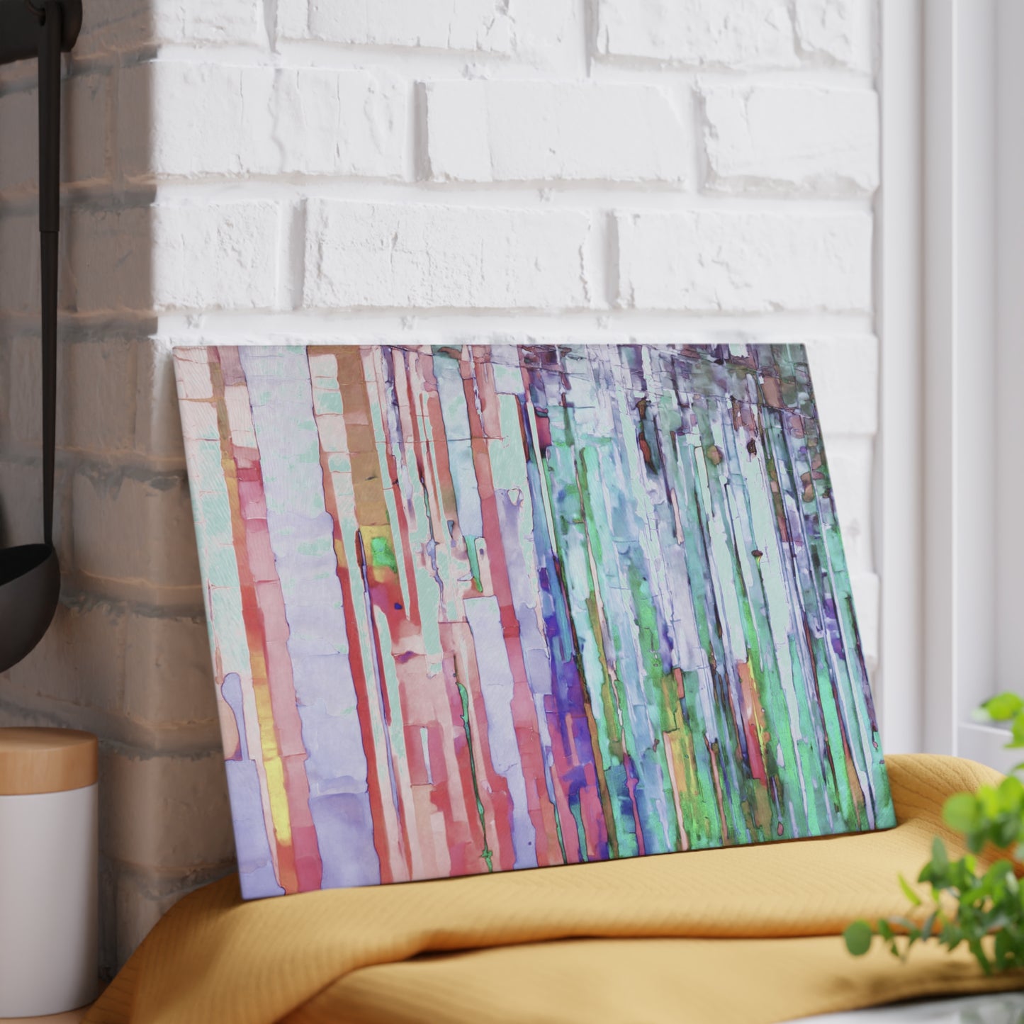 Striped Pastels 8" x 11" Glass Cutting Board