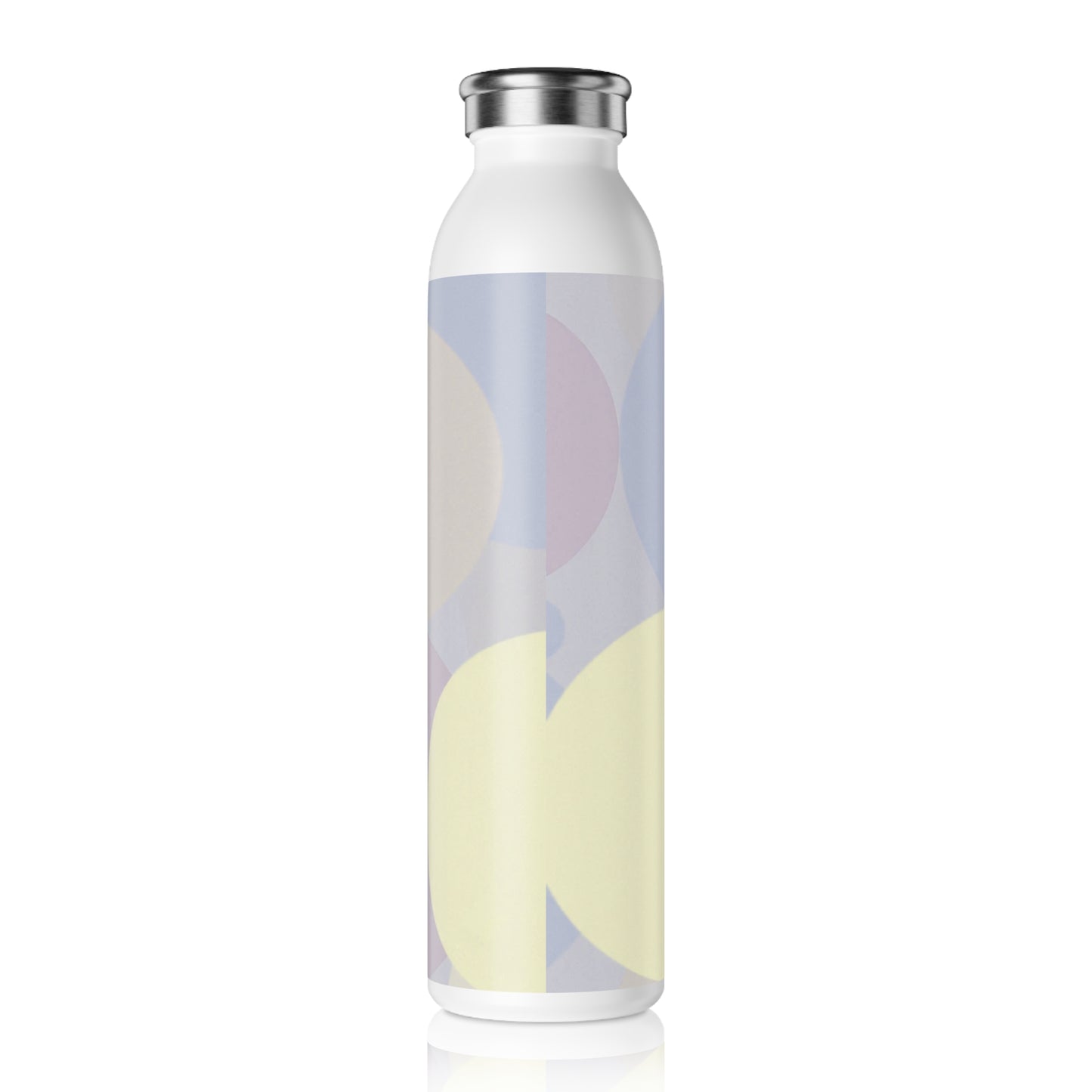 Pastel Soft Blue and Soft White Patches Slim Water Bottle, 20 oz White