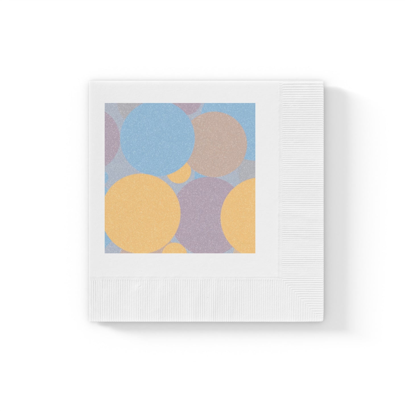 Pastel Baby Blue and Peach Patches White Coined Napkins, 4.8" x 4.8"