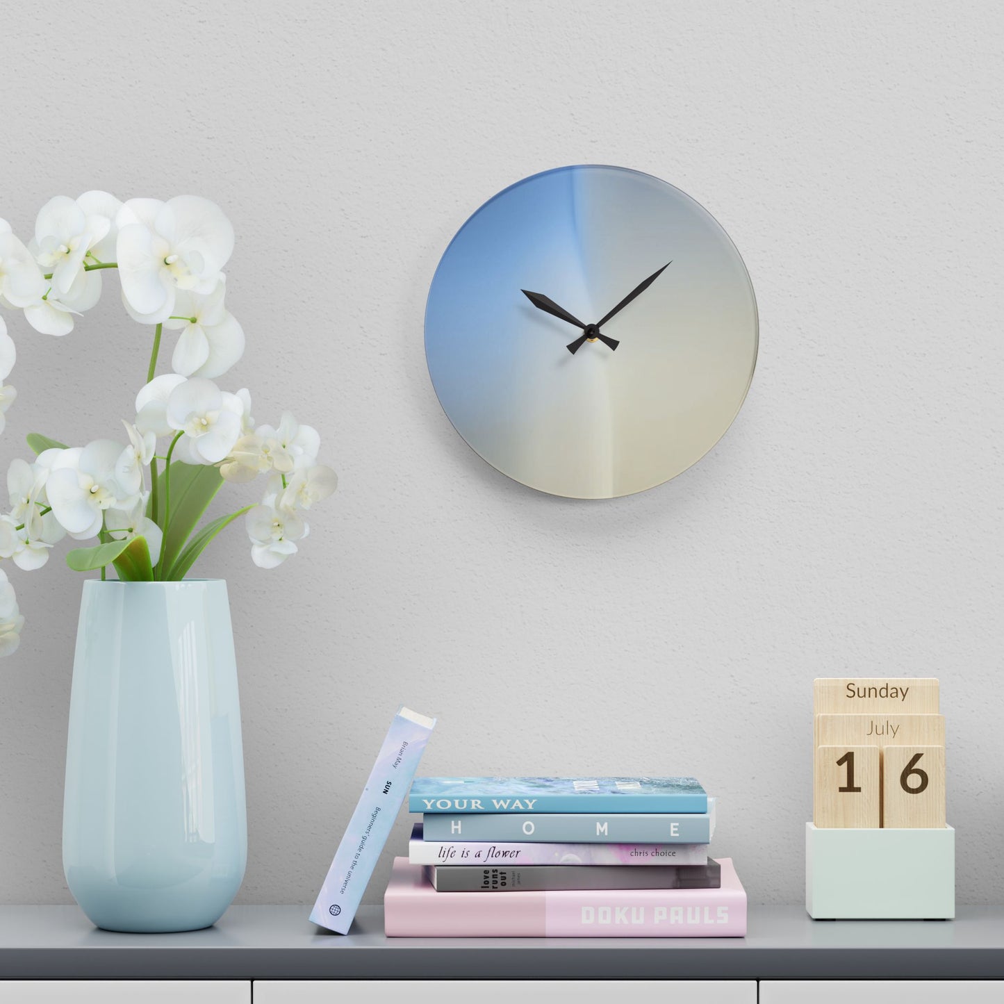 Cobalt Fade Acrylic Wall Clock, Round or Square, 10.75" x 10.75"