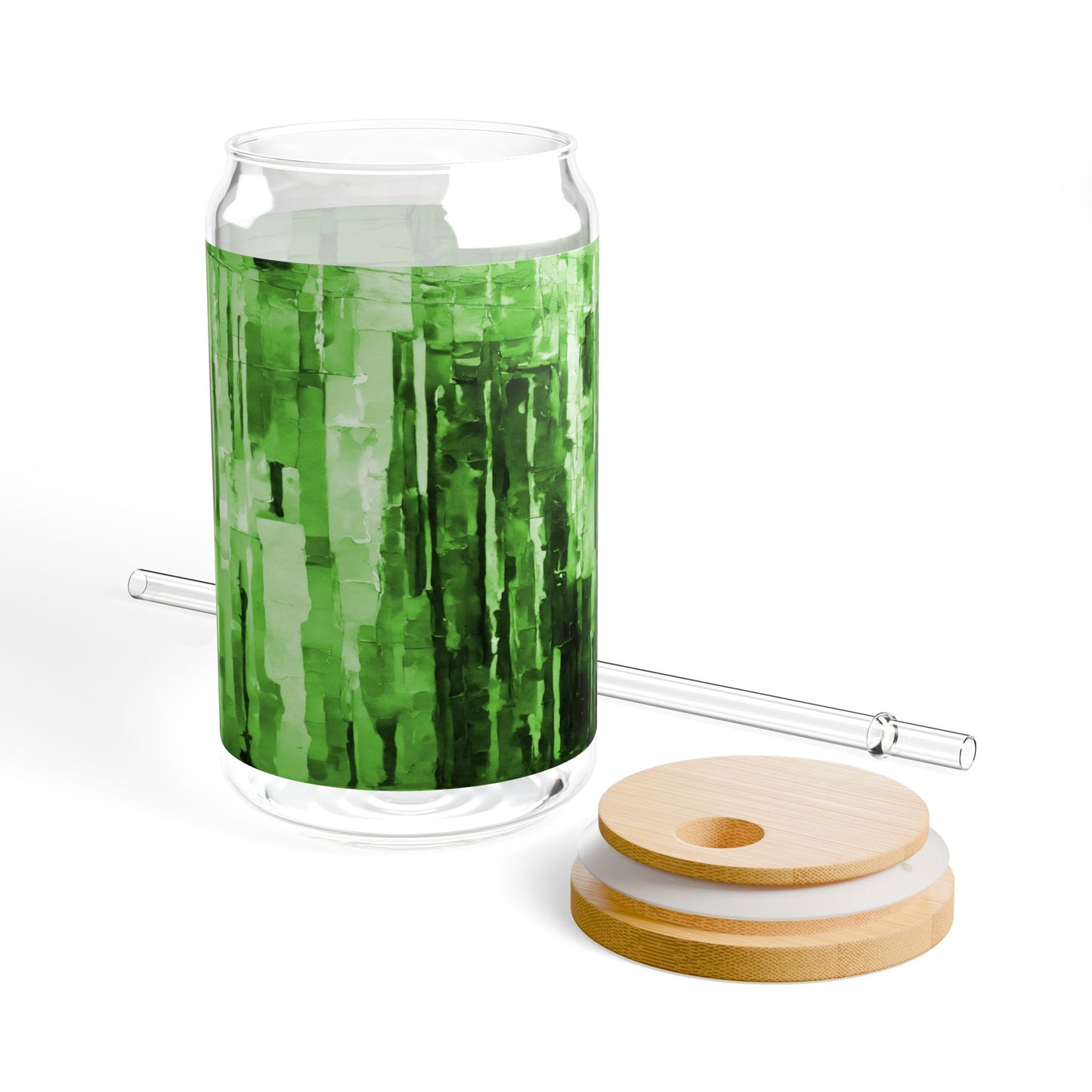 Striped Mint Pastels Sipper Glass, 16oz