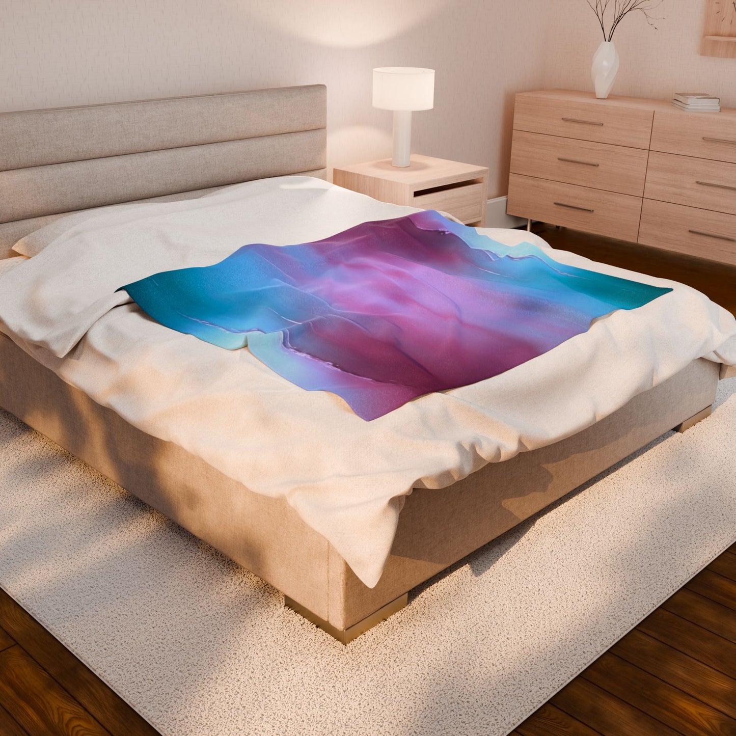 Wine Sea Blue Fog Velveteen Plush Blanket, 50" x 60"