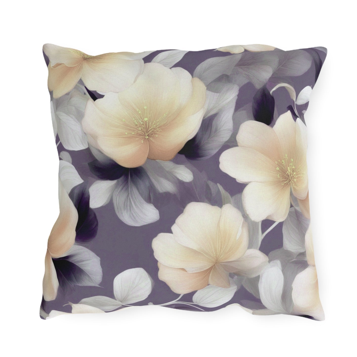 White Blush Floral Bunch 18" x 18" Outdoor Pillow