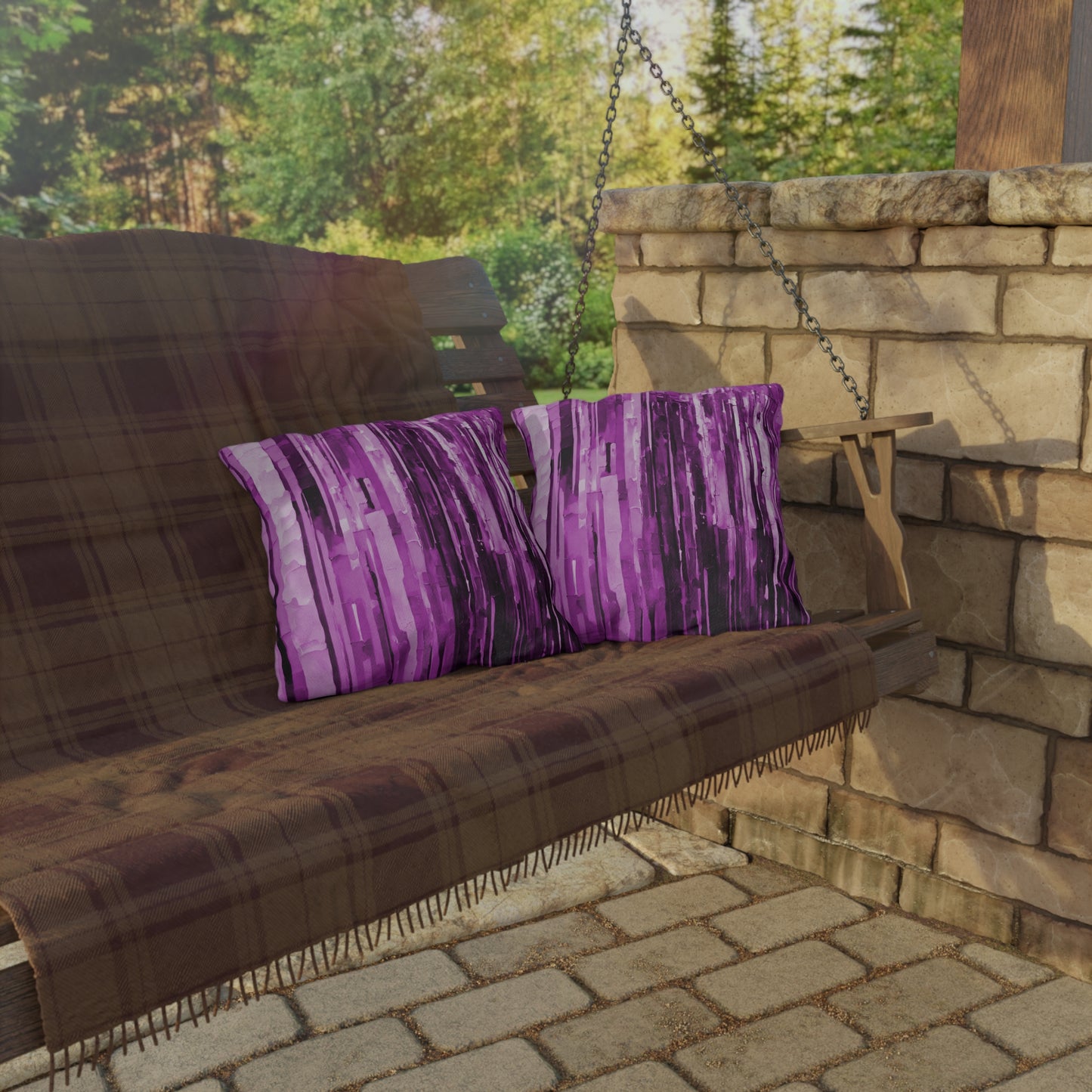Striped Powder Lavender Pastel 16" x 16" Outdoor Pillow