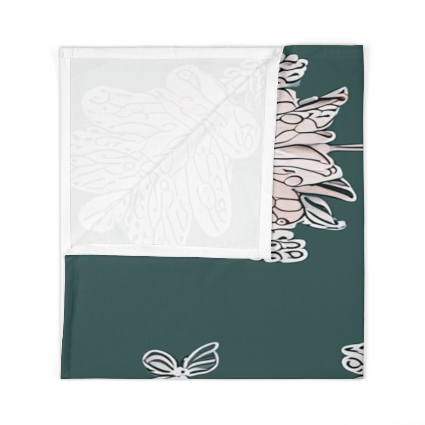 Soft White Floral Butterflies Baby Swaddle 30″×40″ Blanket