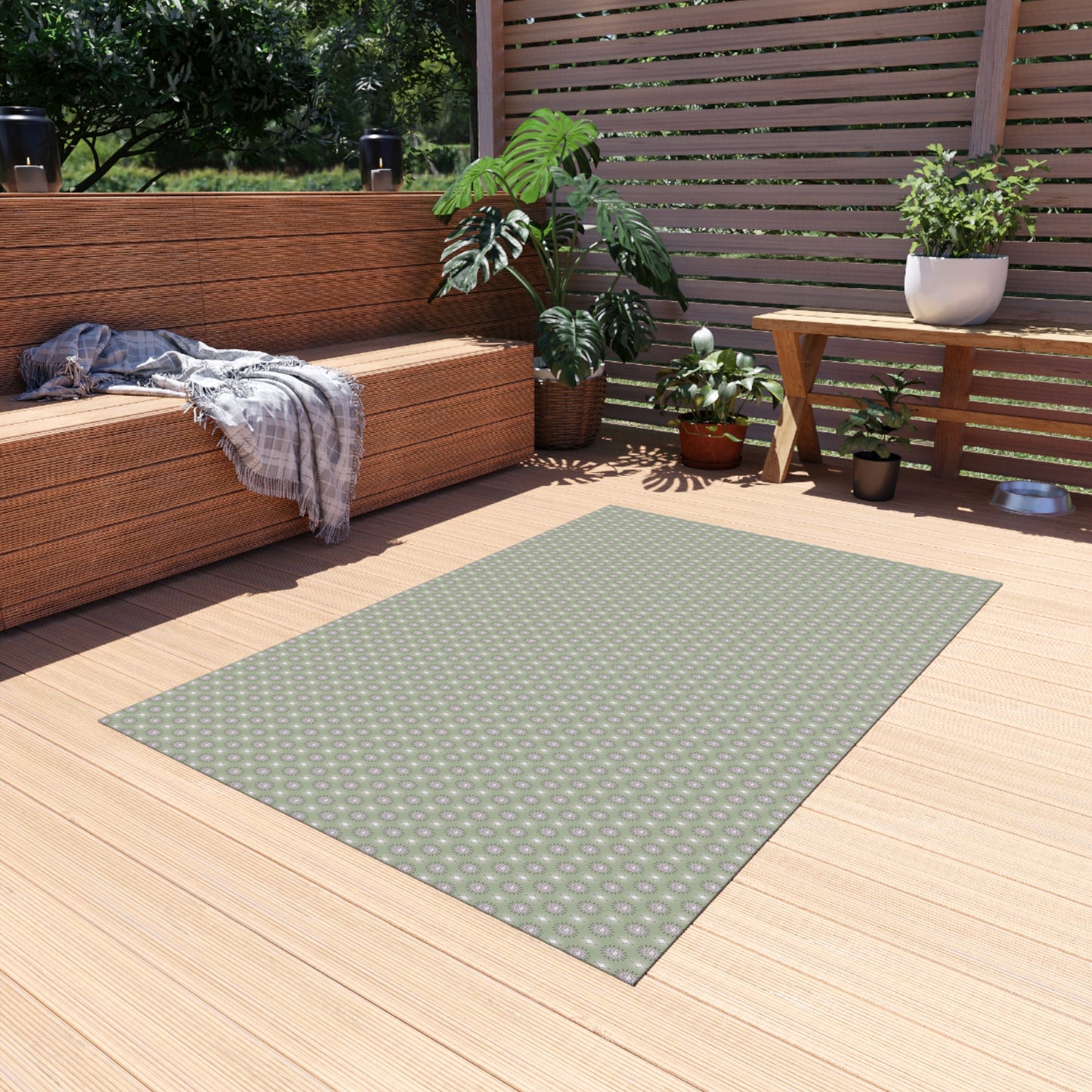 Olive Star-crossed Bodies Outdoor Rug, 48" x 72"