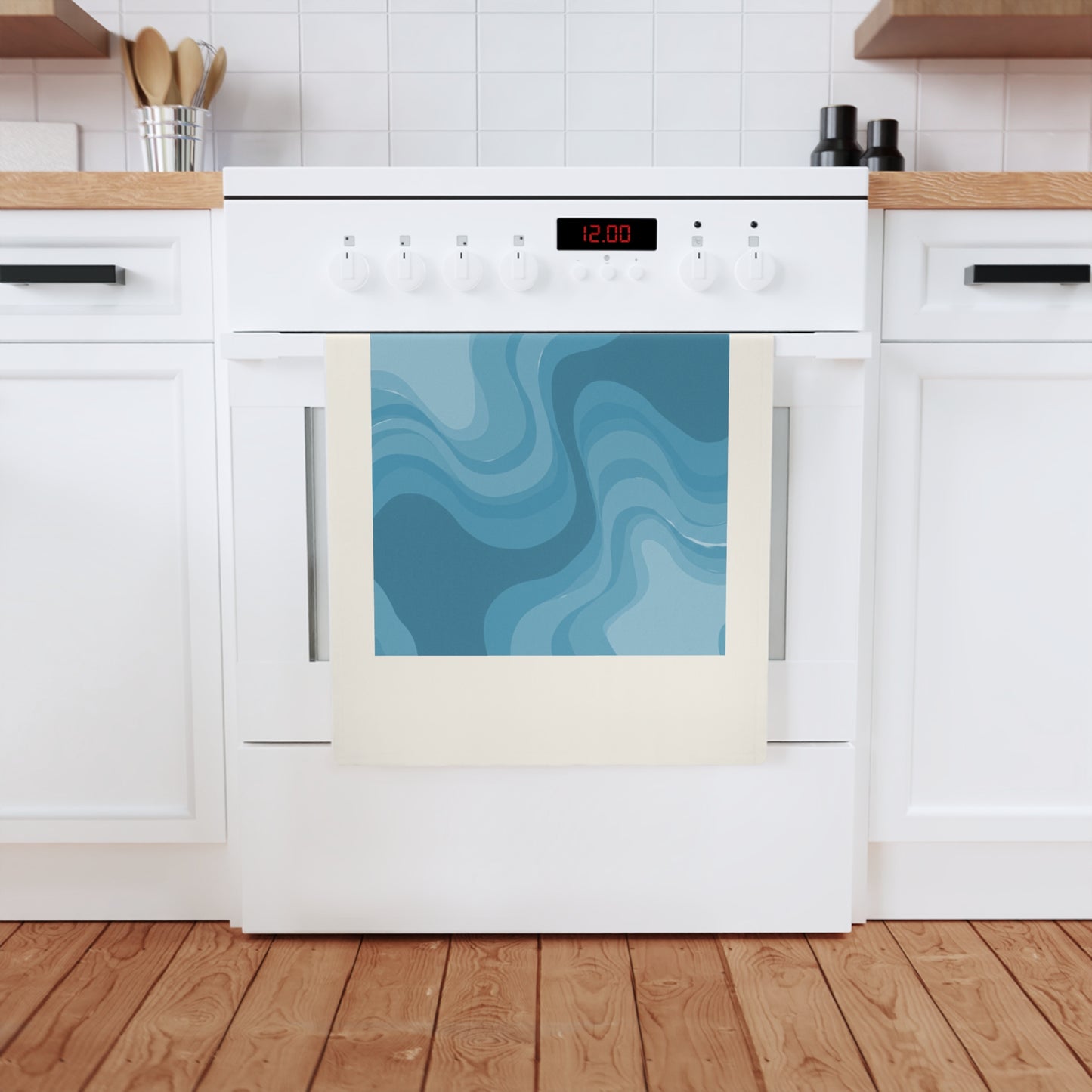 Sky Blue Wavey 19.6" x 27.5" Cotton Tea Towel