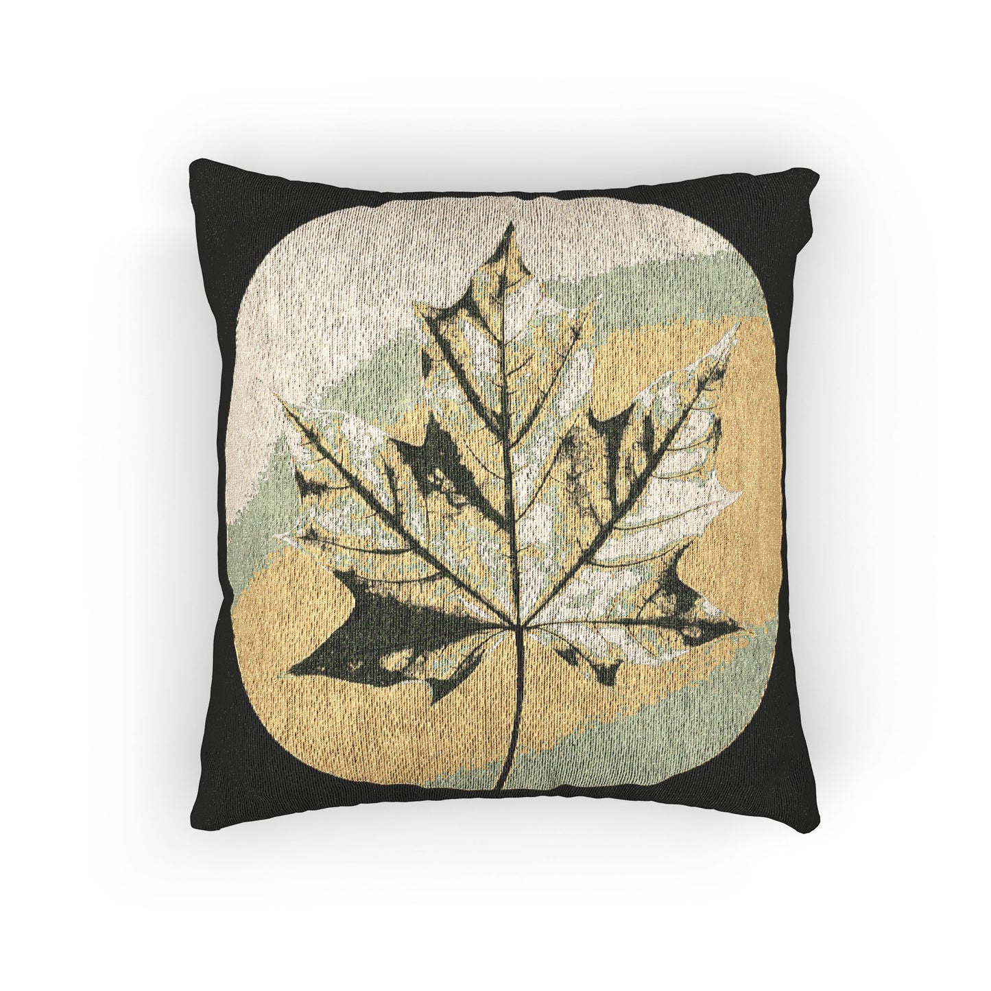 Lemongrass Maple Leaf Woven Pillow, 17" x 18"