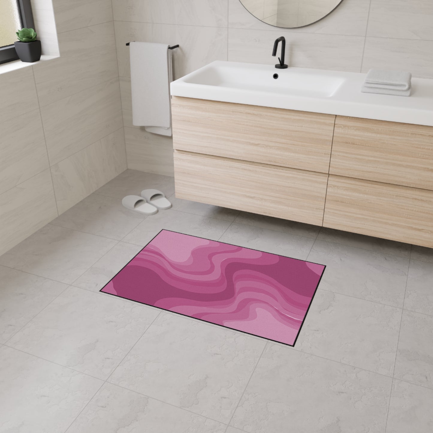 Pinky Mauve Wavey 24" x 36" Heavy Duty Floor Mat