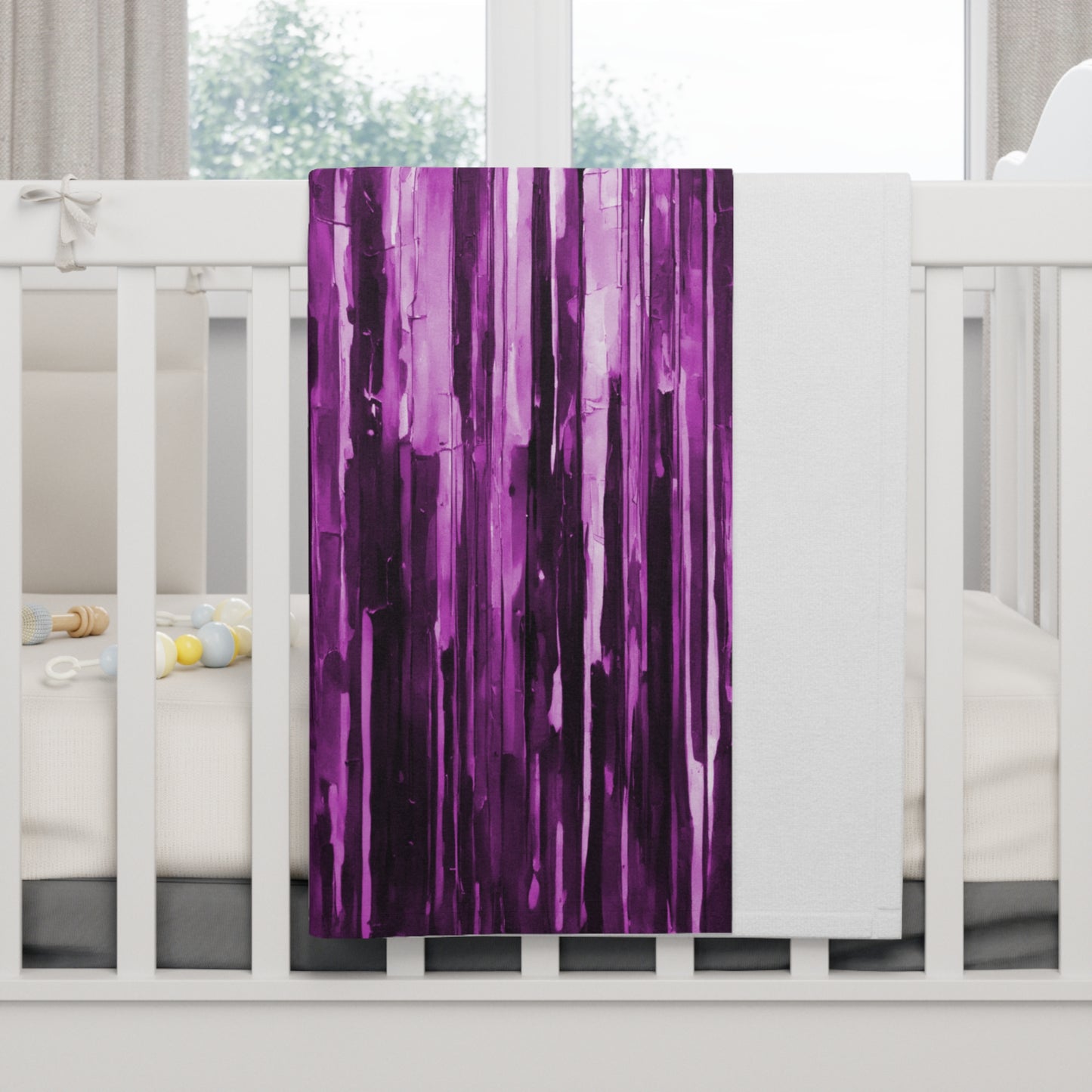 Striped Powder Lavender Soft Fleece Baby Blanket, 30" x 40"